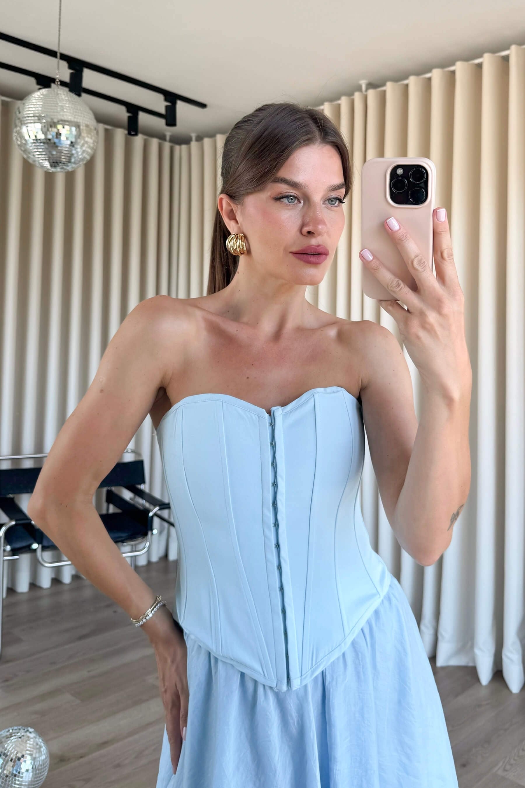 Bebe Mavisi Korse Bağlamalı Büstiyer
