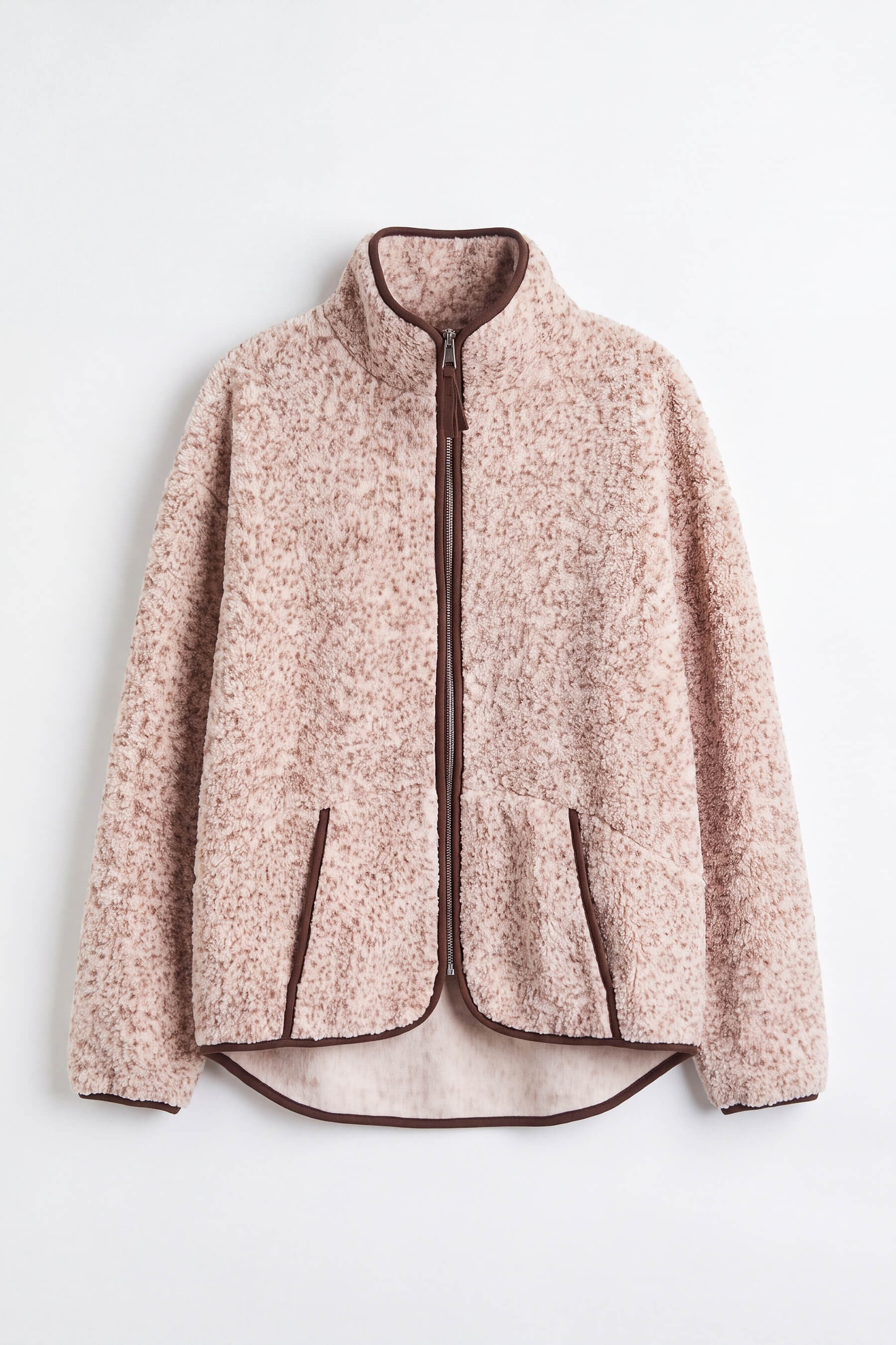 Bej Kahve Benekli Kahverengi Biyeli Oversize Peluş Sweatshirt