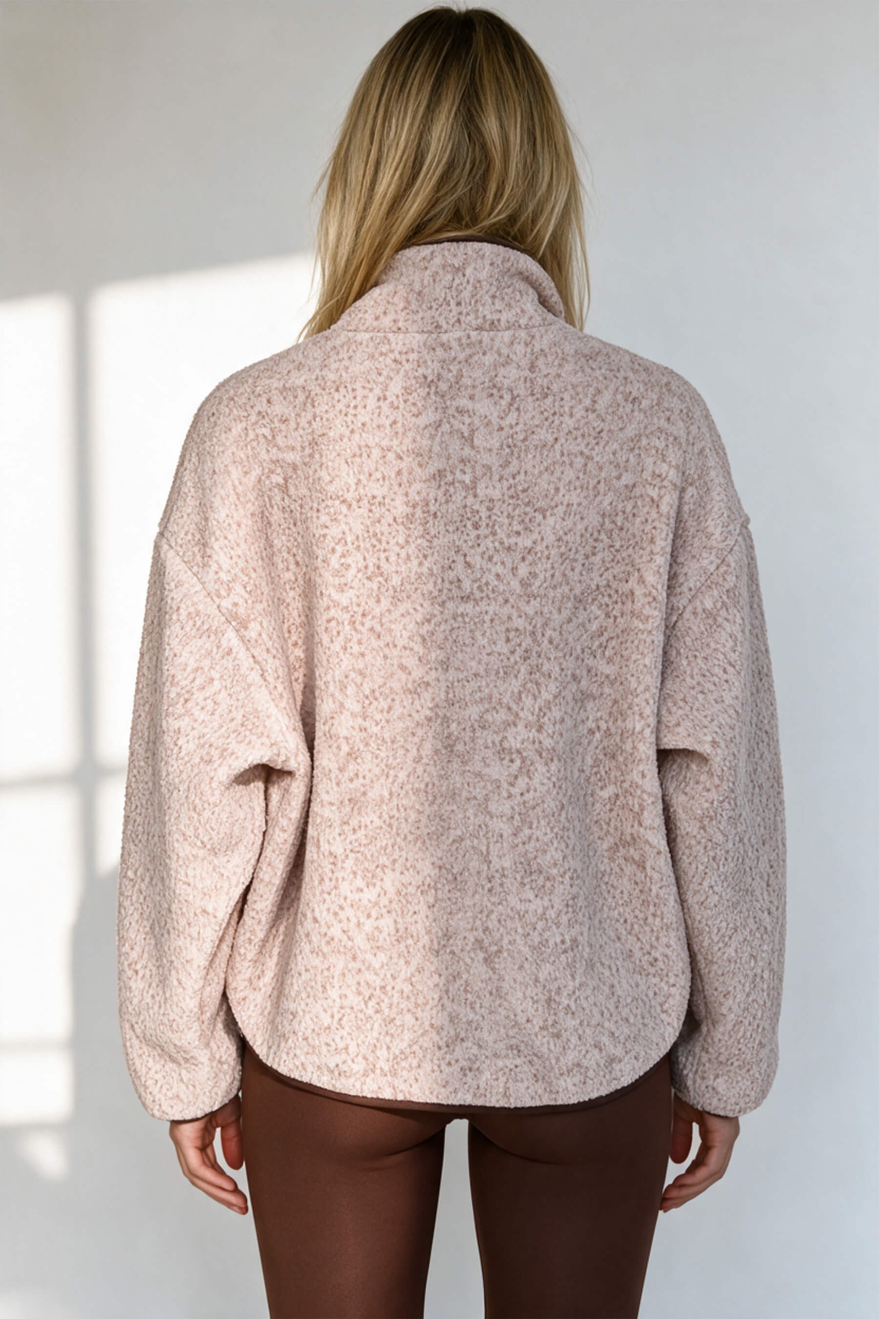 Bej Kahve Benekli Kahverengi Biyeli Oversize Peluş Sweatshirt