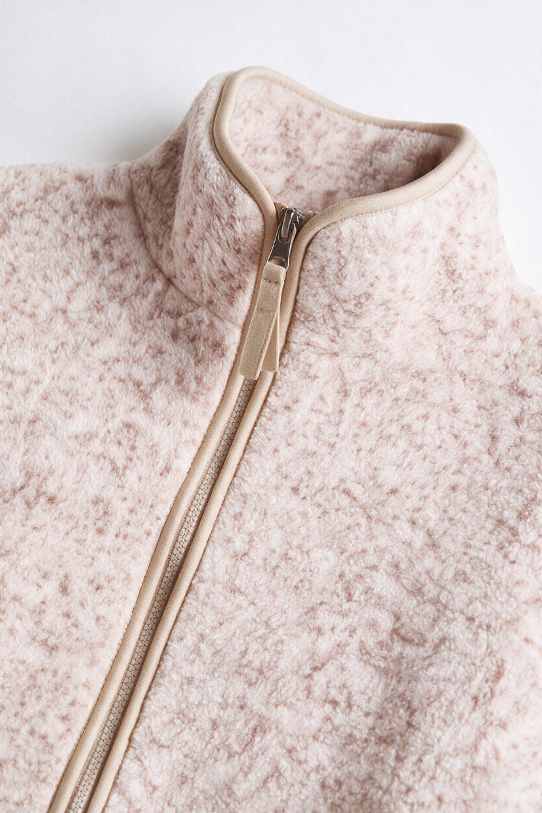 Bej Kahve Benekli Krem Biyeli Oversize Peluş Sweatshirt