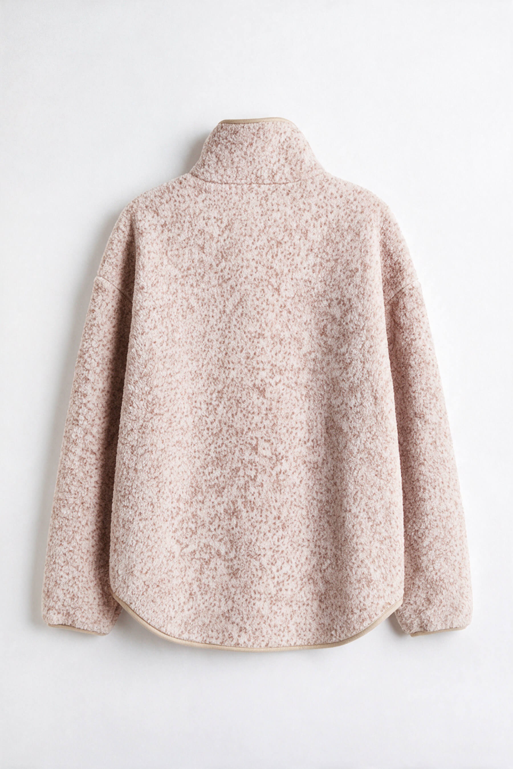 Bej Kahve Benekli Krem Biyeli Oversize Peluş Sweatshirt