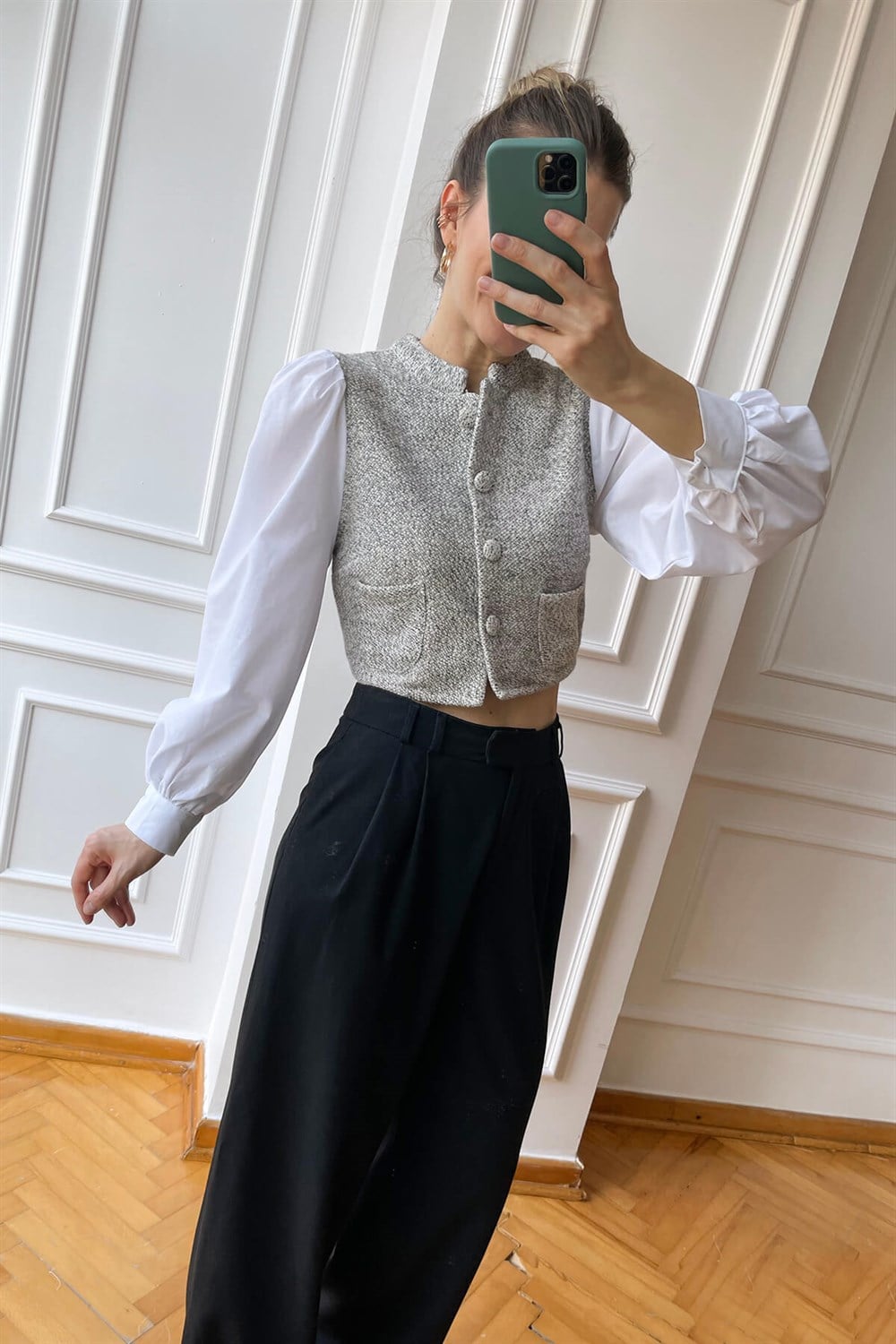 Bej Tüvit Poplin Kol Gömlek
