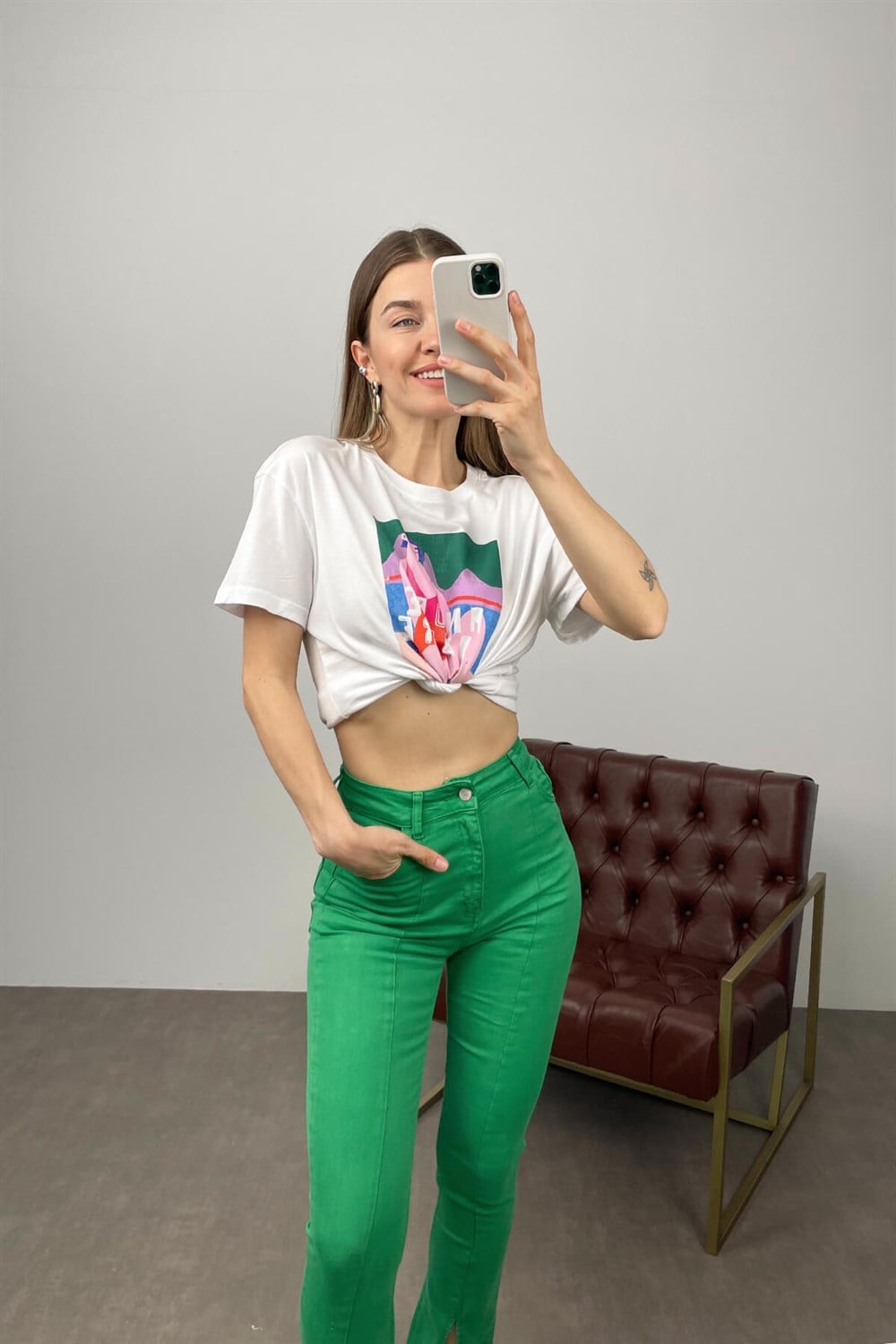 Beyaz Amore Baskılı T-Shirt