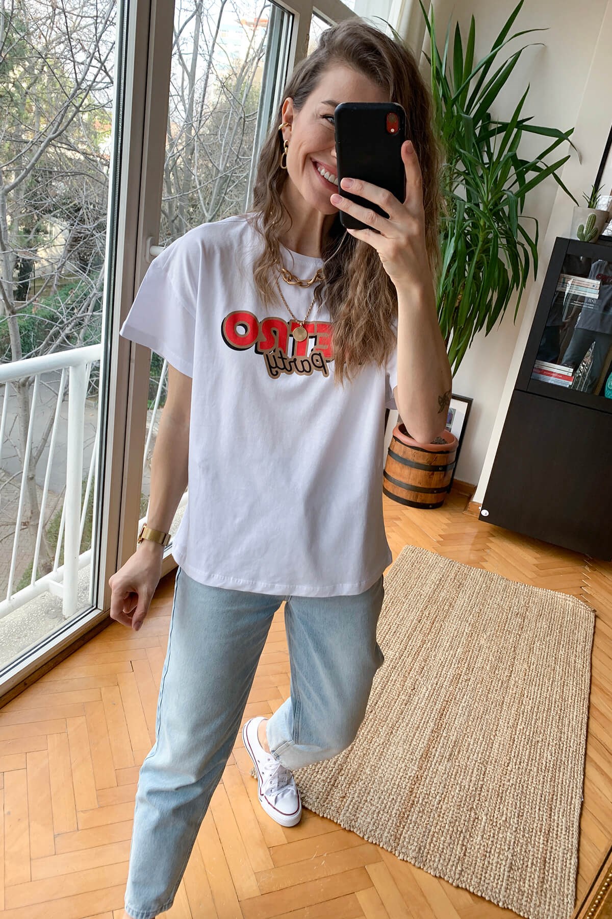 Beyaz Retro T-Shirt