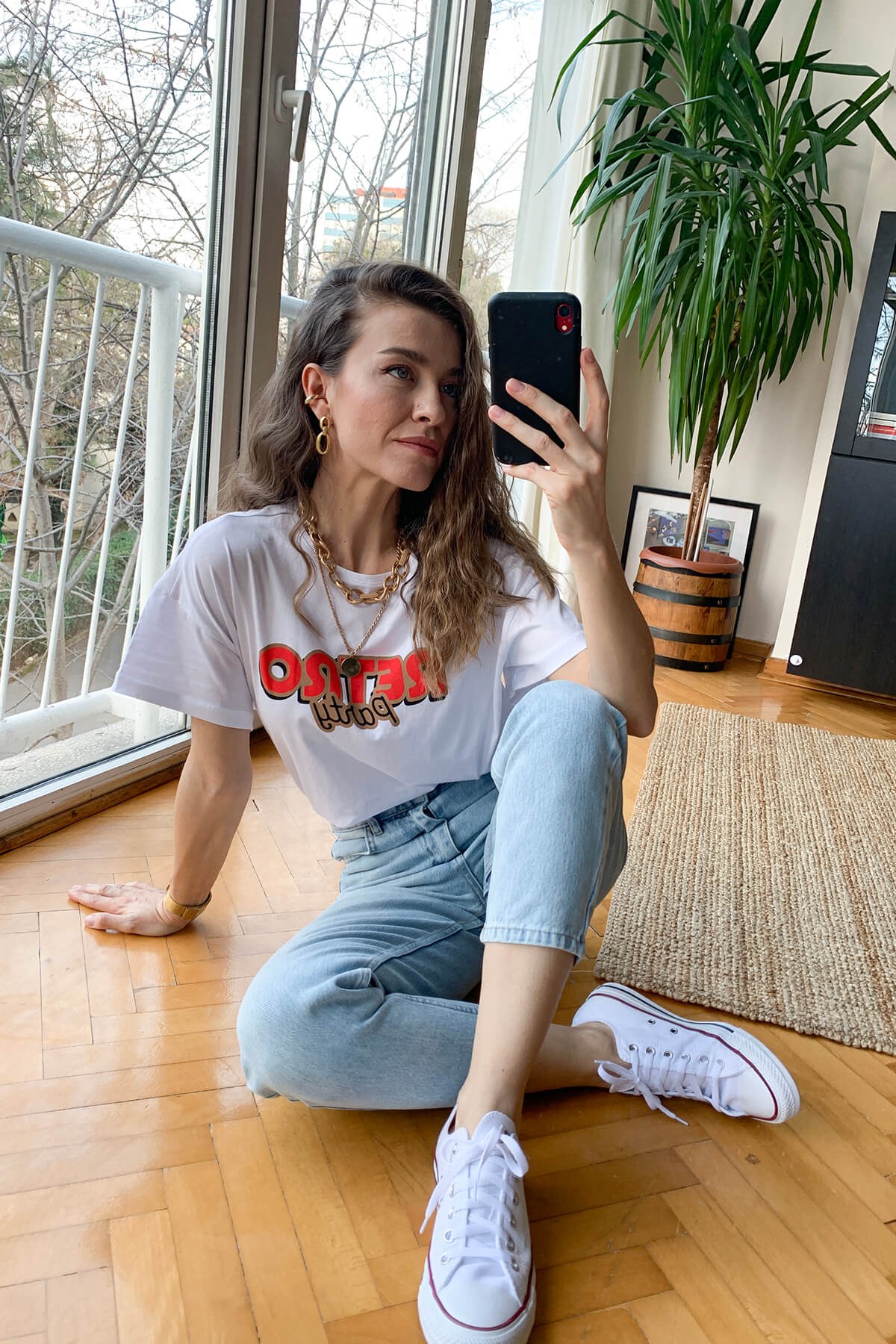 Beyaz Retro T-Shirt