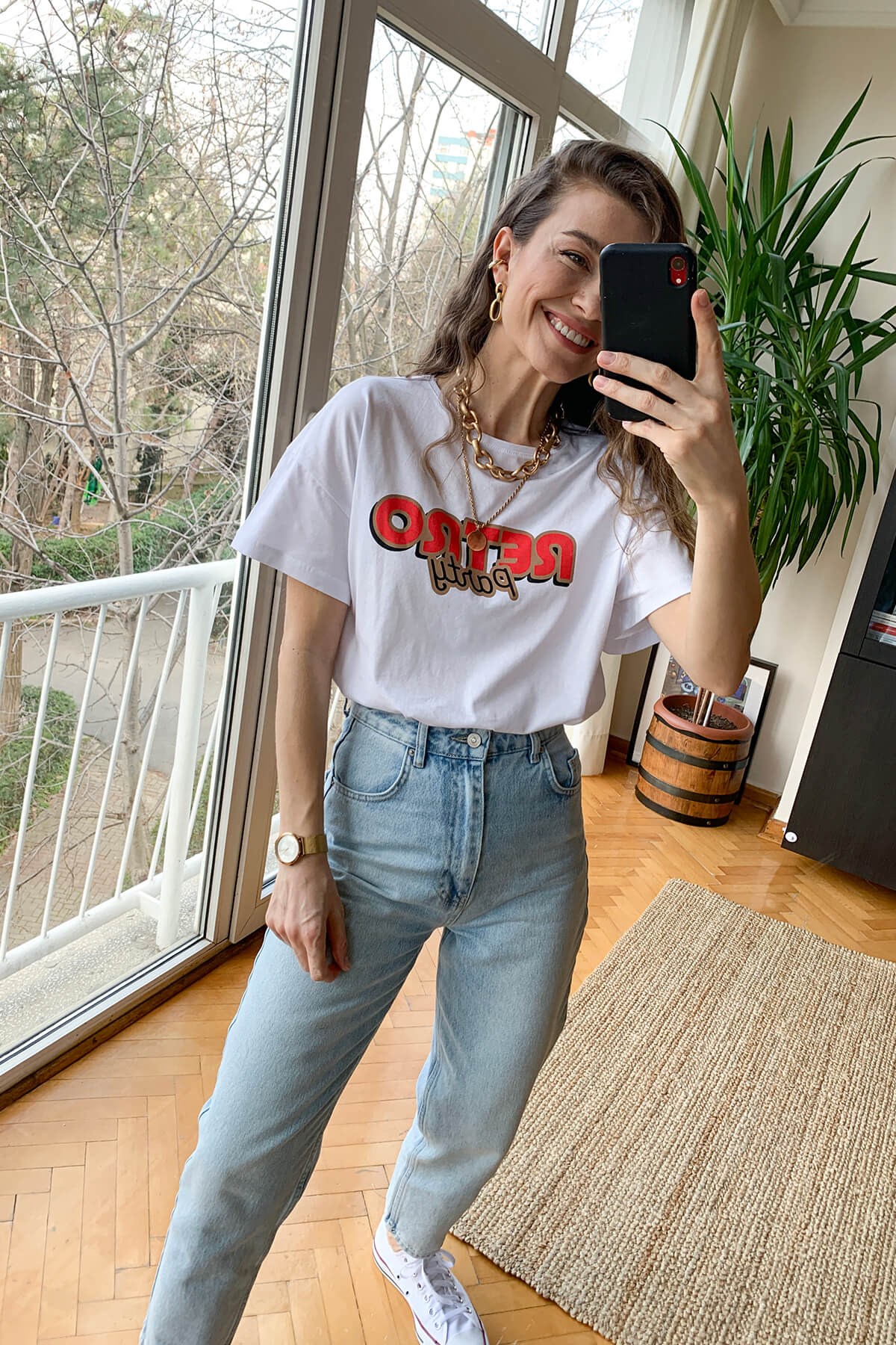 Beyaz Retro T-Shirt