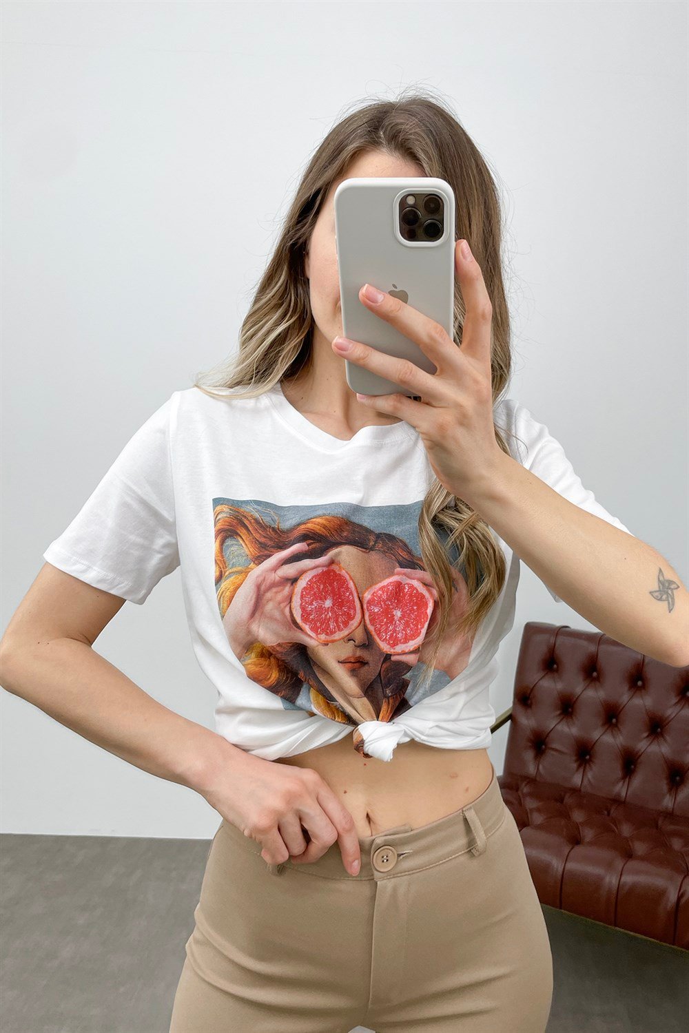 Beyaz Venüs Baskı T-Shirt