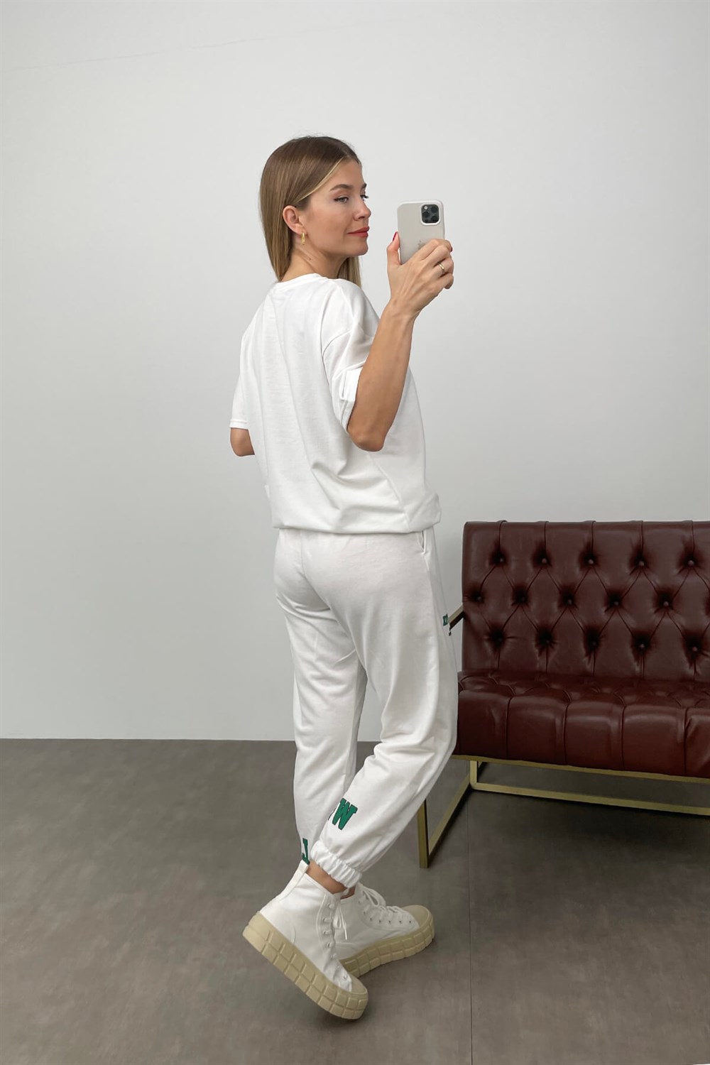 Beyaz White Fox Baskı Eşofman Takımı