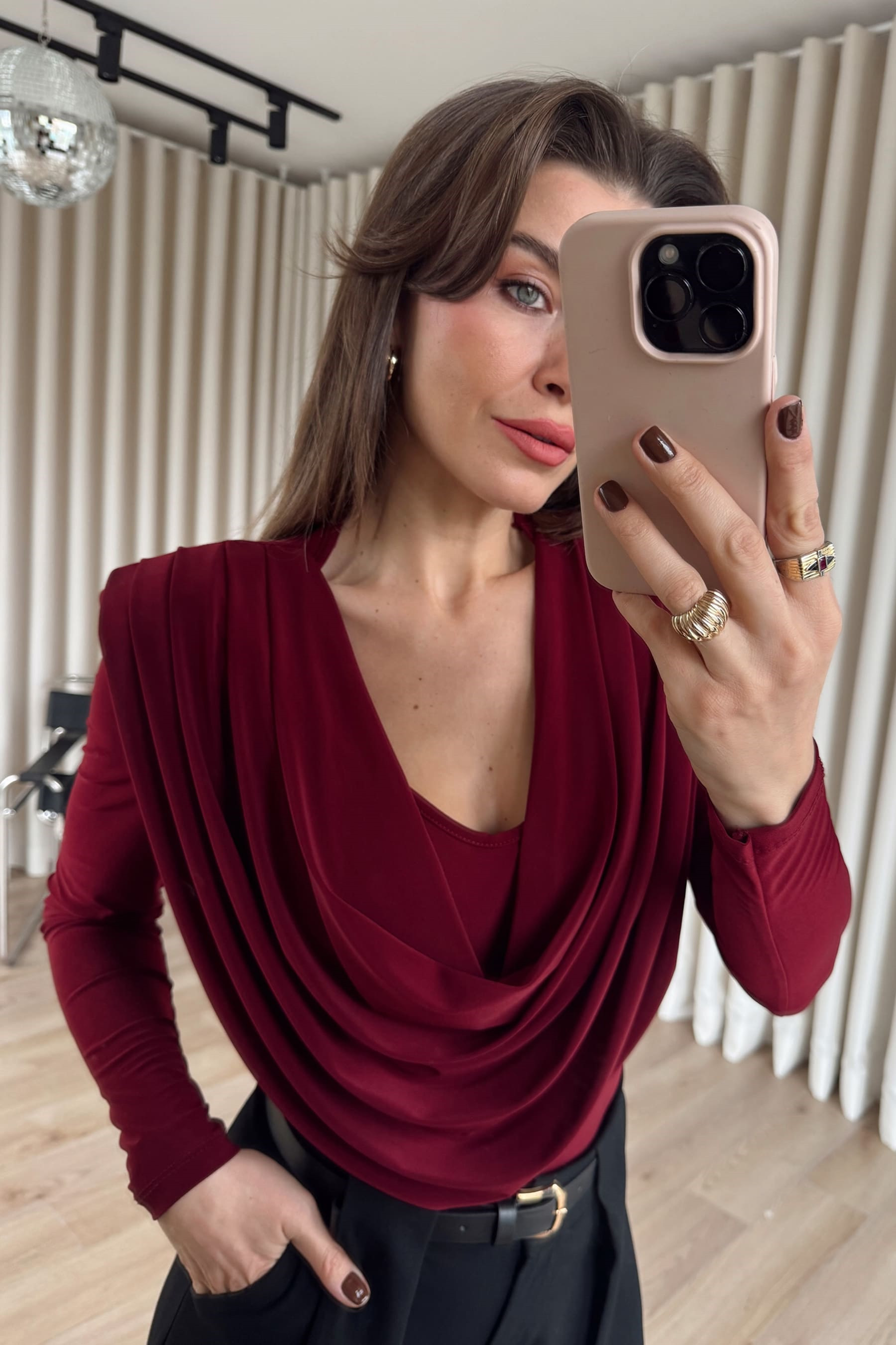 Bordo Degaje Yaka Model Bluz