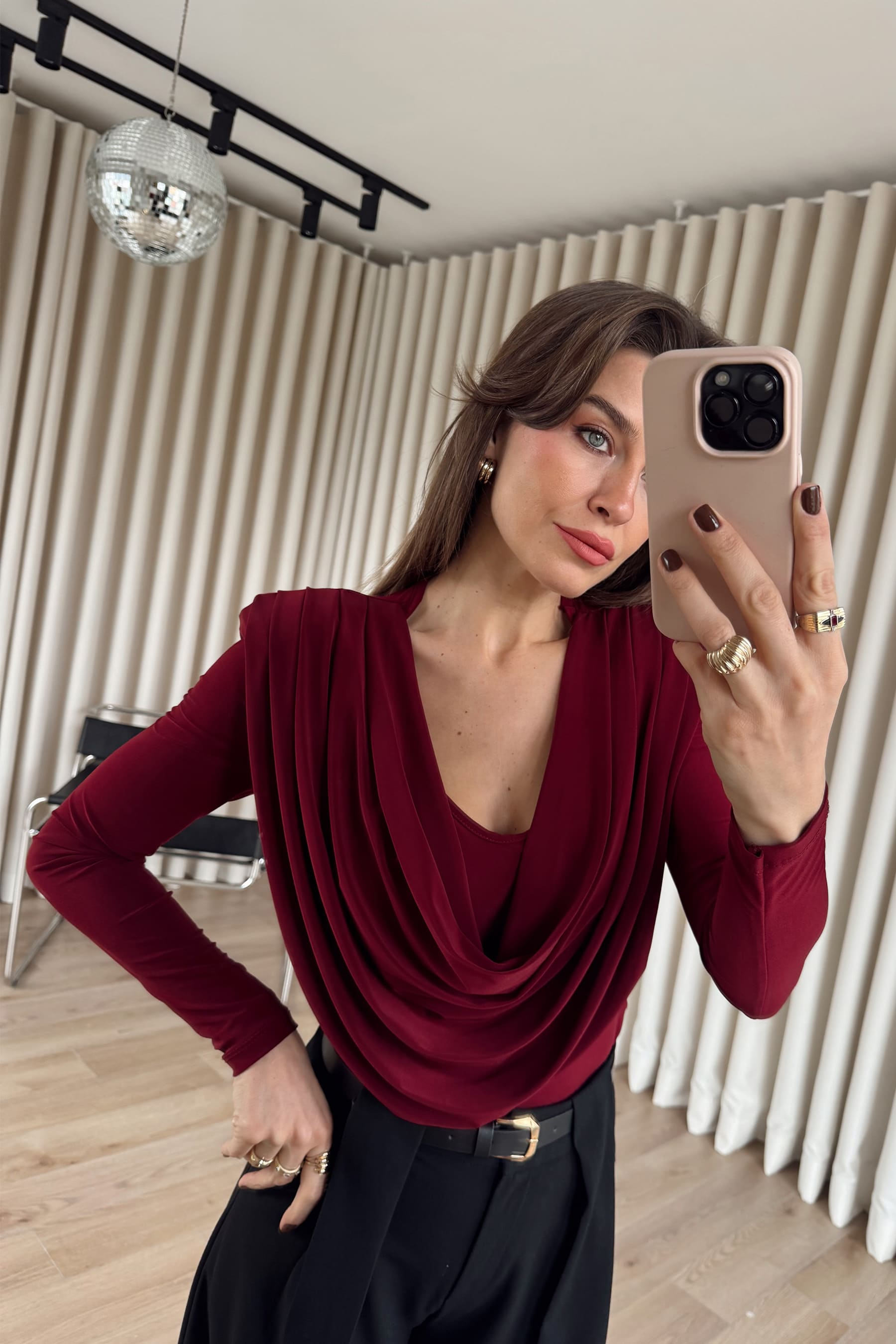 Bordo Degaje Yaka Model Bluz