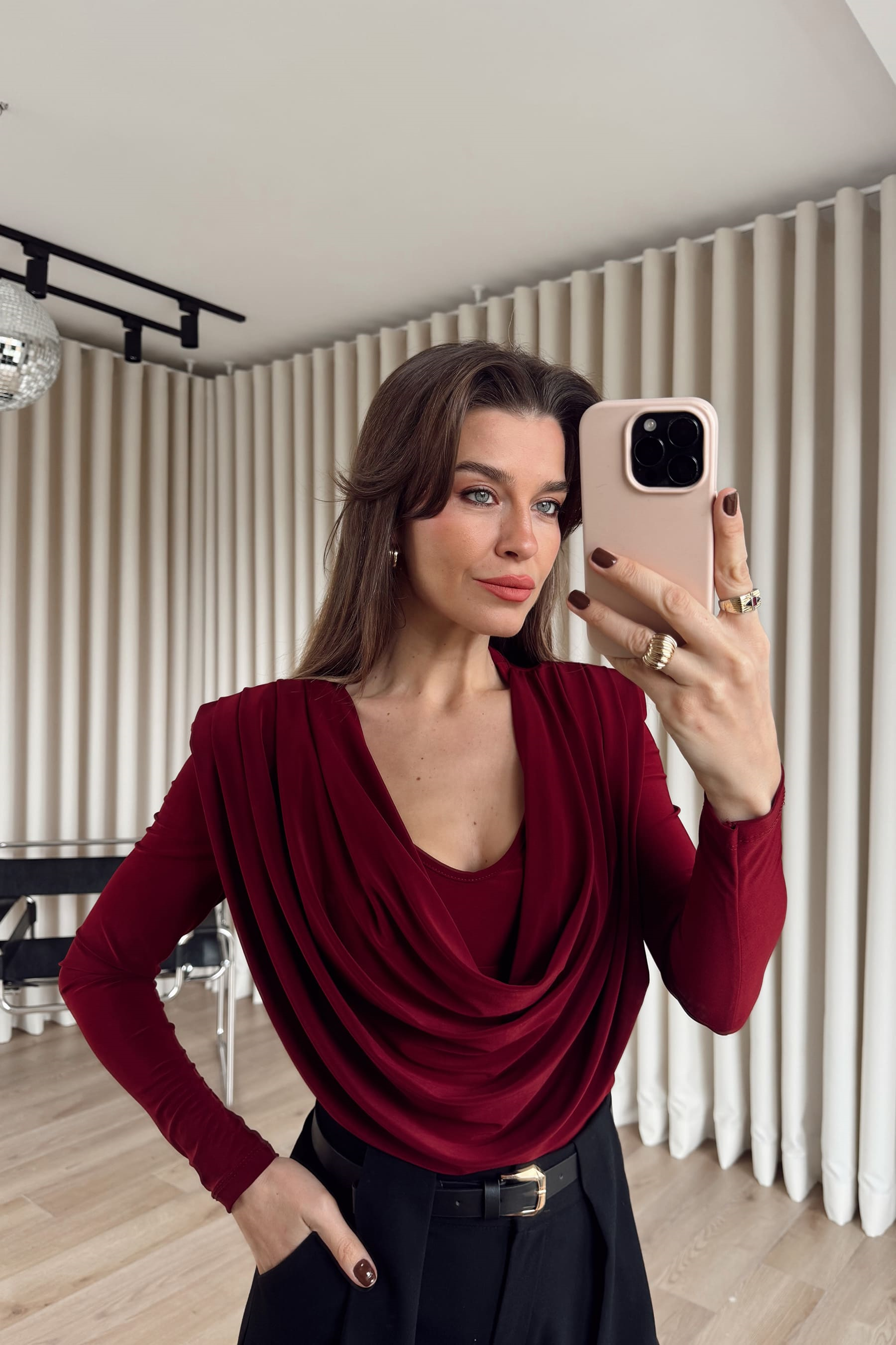 Bordo Degaje Yaka Model Bluz