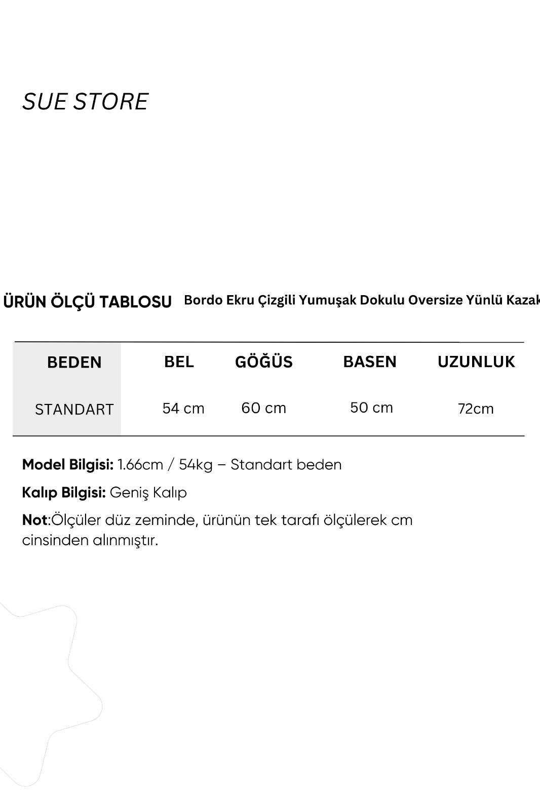 Bordo Ekru Çizgili Yumuşak Dokulu Oversize Yünlü Kazak