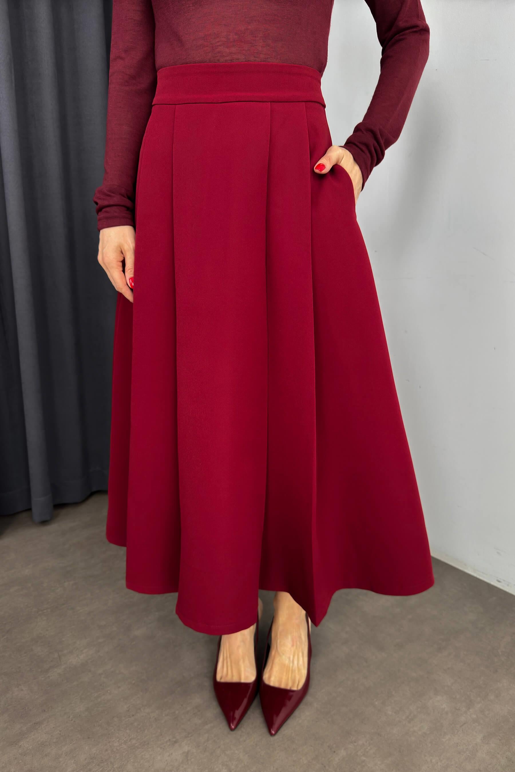 Bordo Pileli Çan Model Balon Etek
