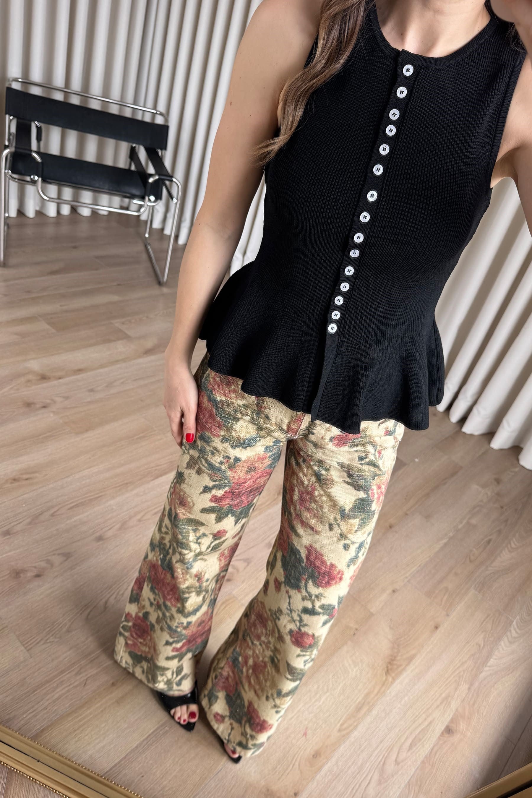 Butter Yellow Bordo Rose Desenli Jean
