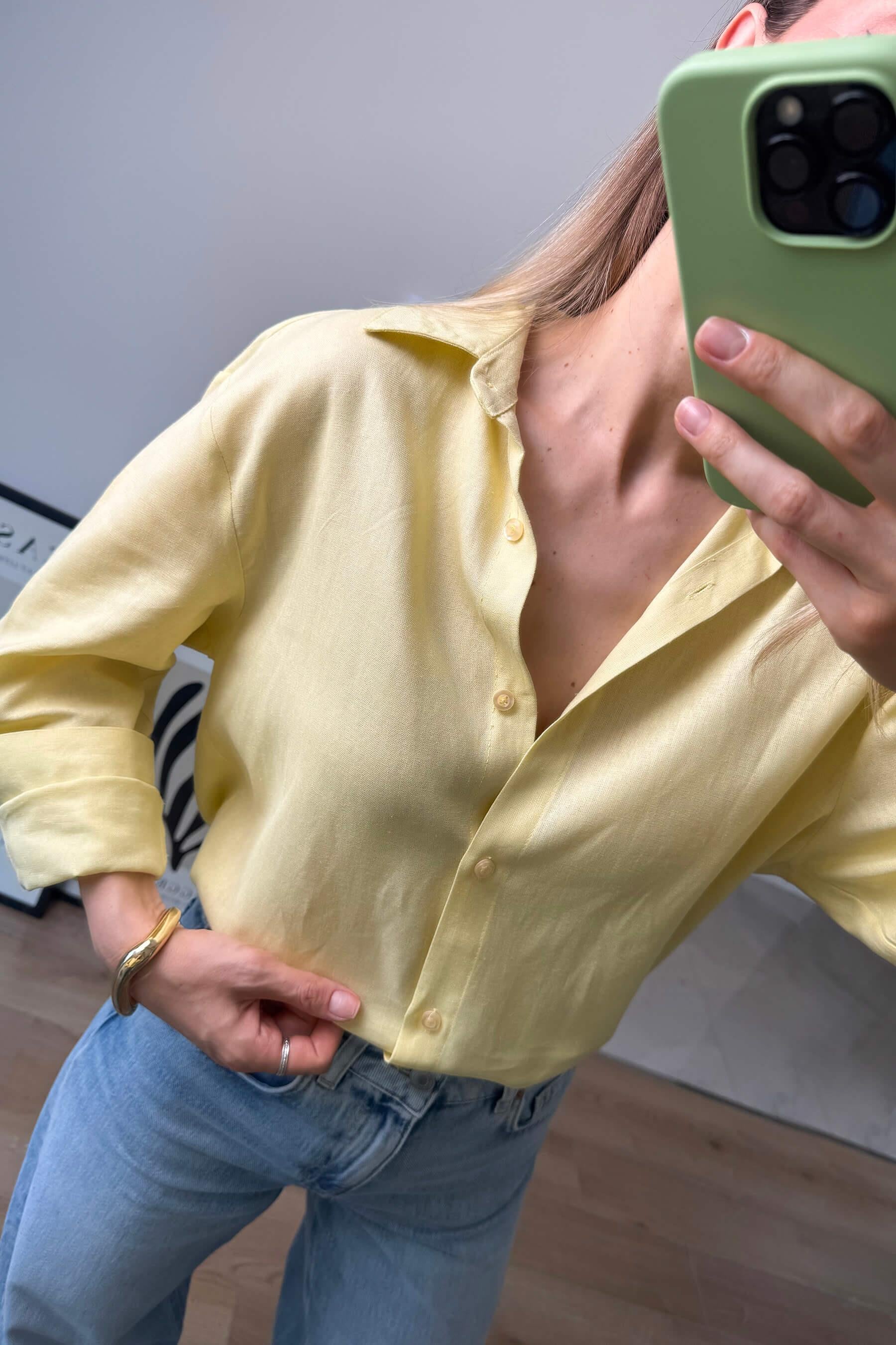 Butter Yellow Premium Keten Gömlek