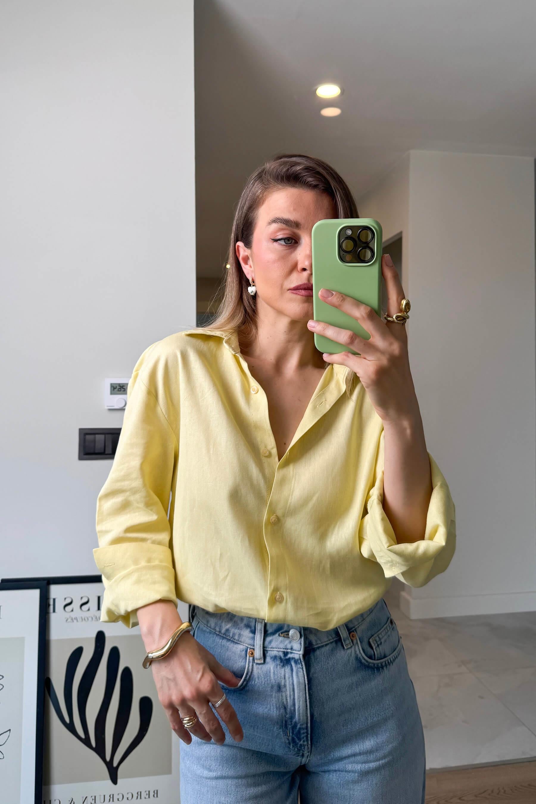 Butter Yellow Premium Keten Gömlek