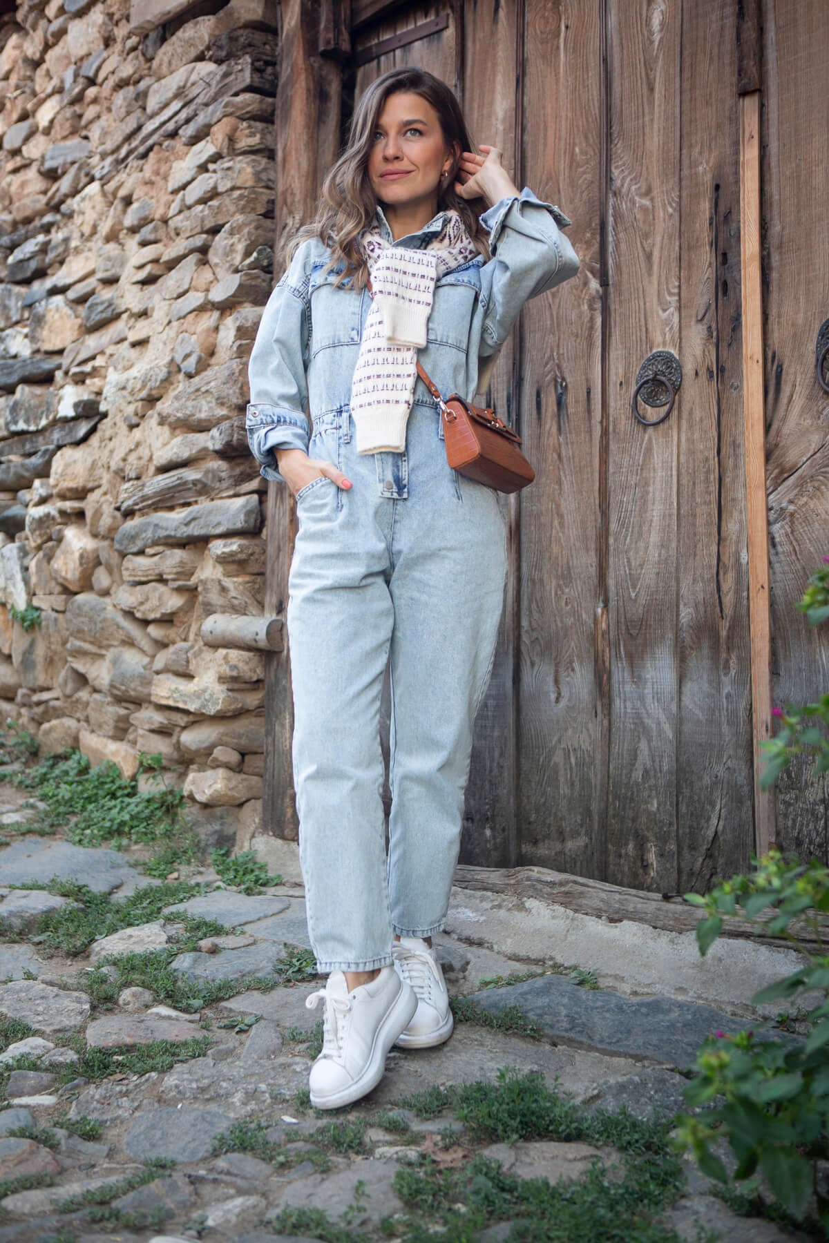 Buz Mavisi Dik Yaka Tulum
