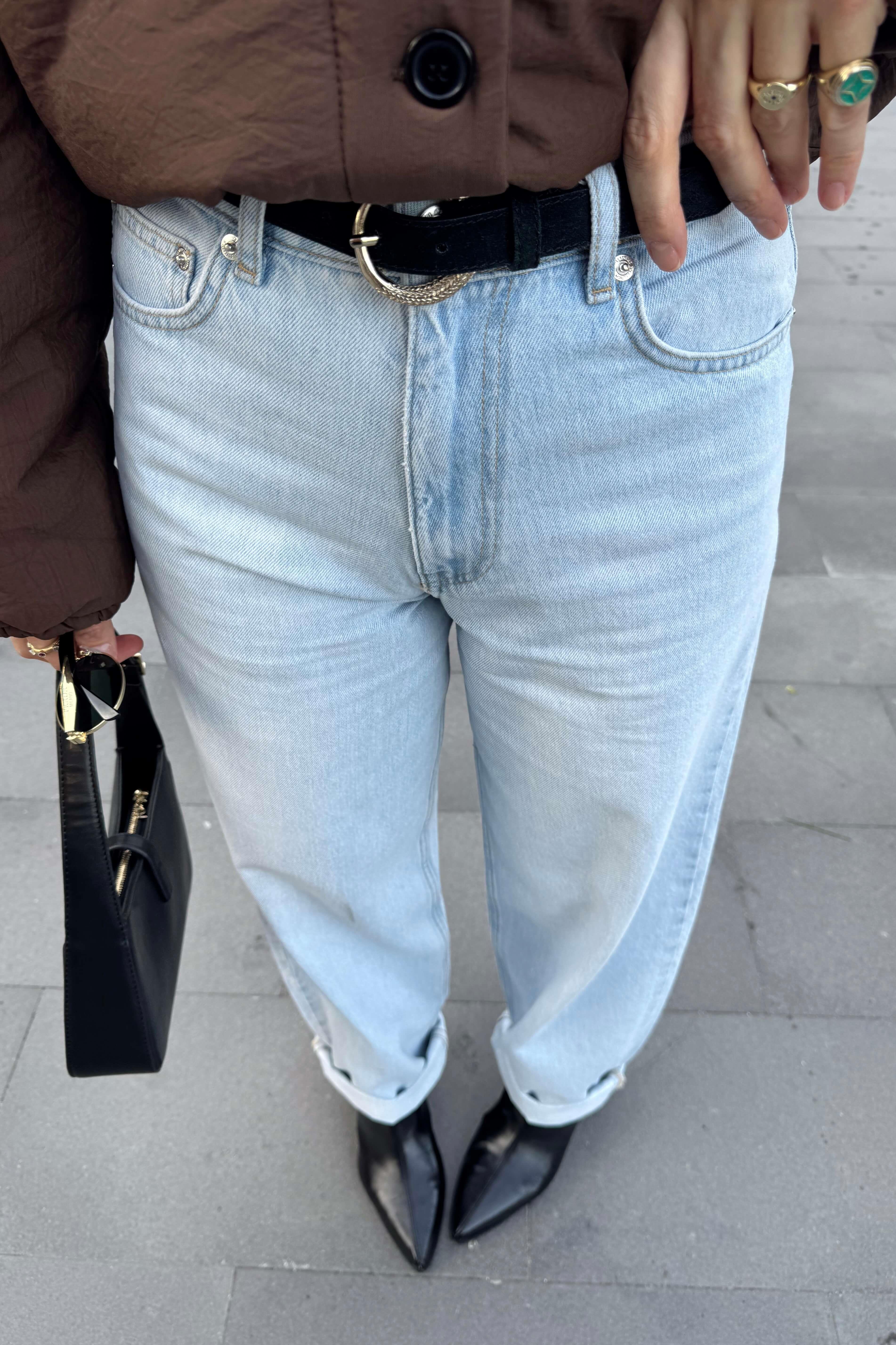 Buz Mavisi Yüksek Bel Premium Balon Jean