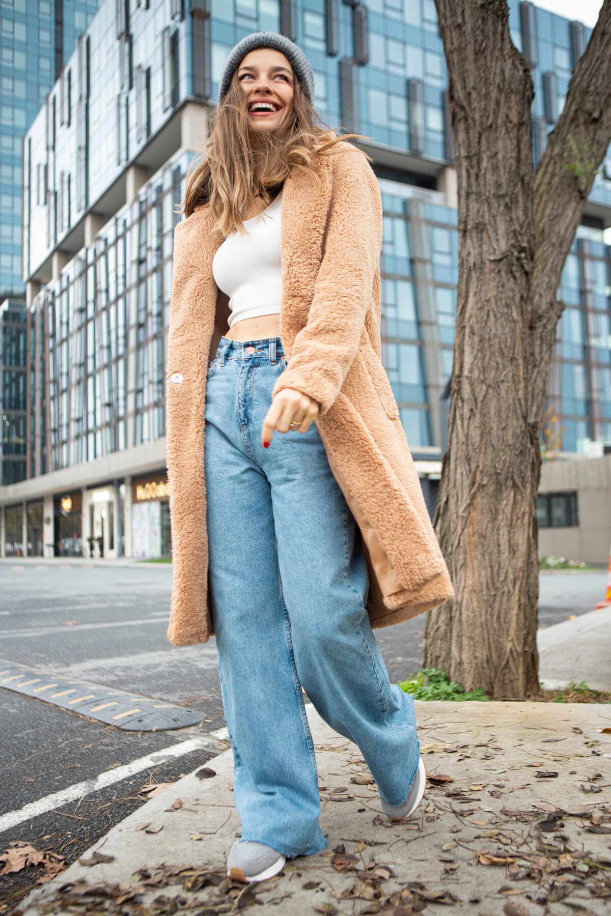 Camel Astarlı Çıtçıtlı Peluş Kaban