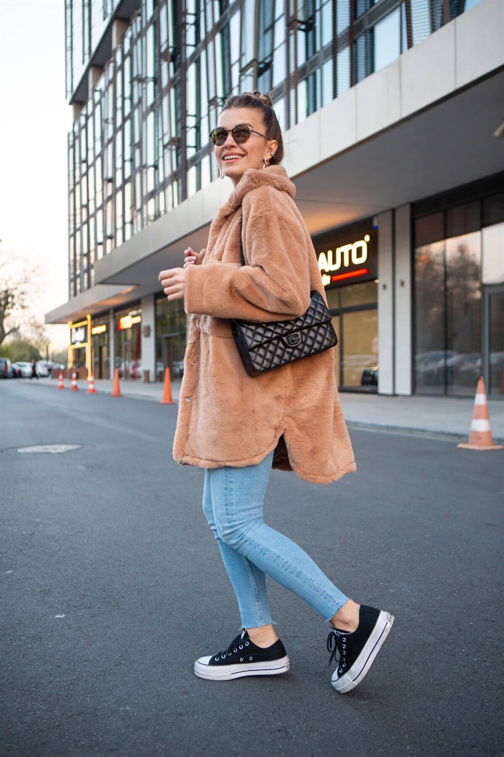 Camel Astarlı Kısa Peluş Kaban