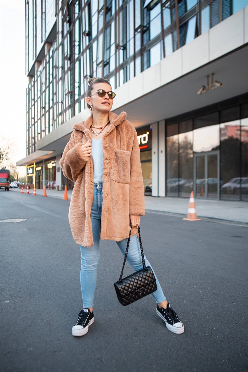 Camel Astarlı Kısa Peluş Kaban