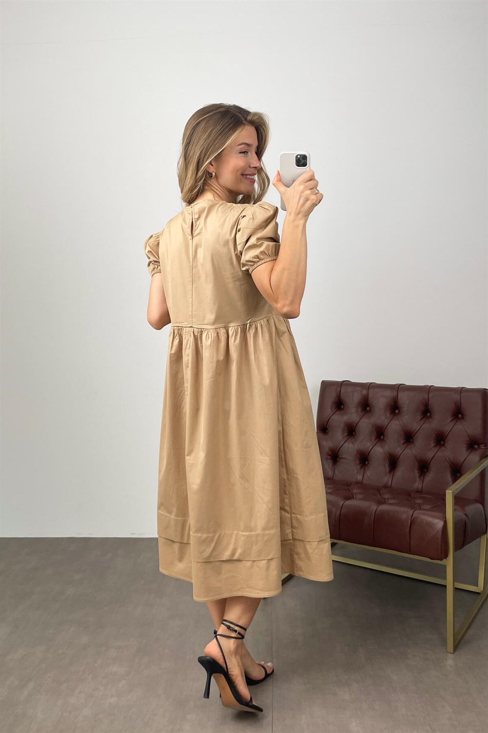 Camel Poplin Elbise
