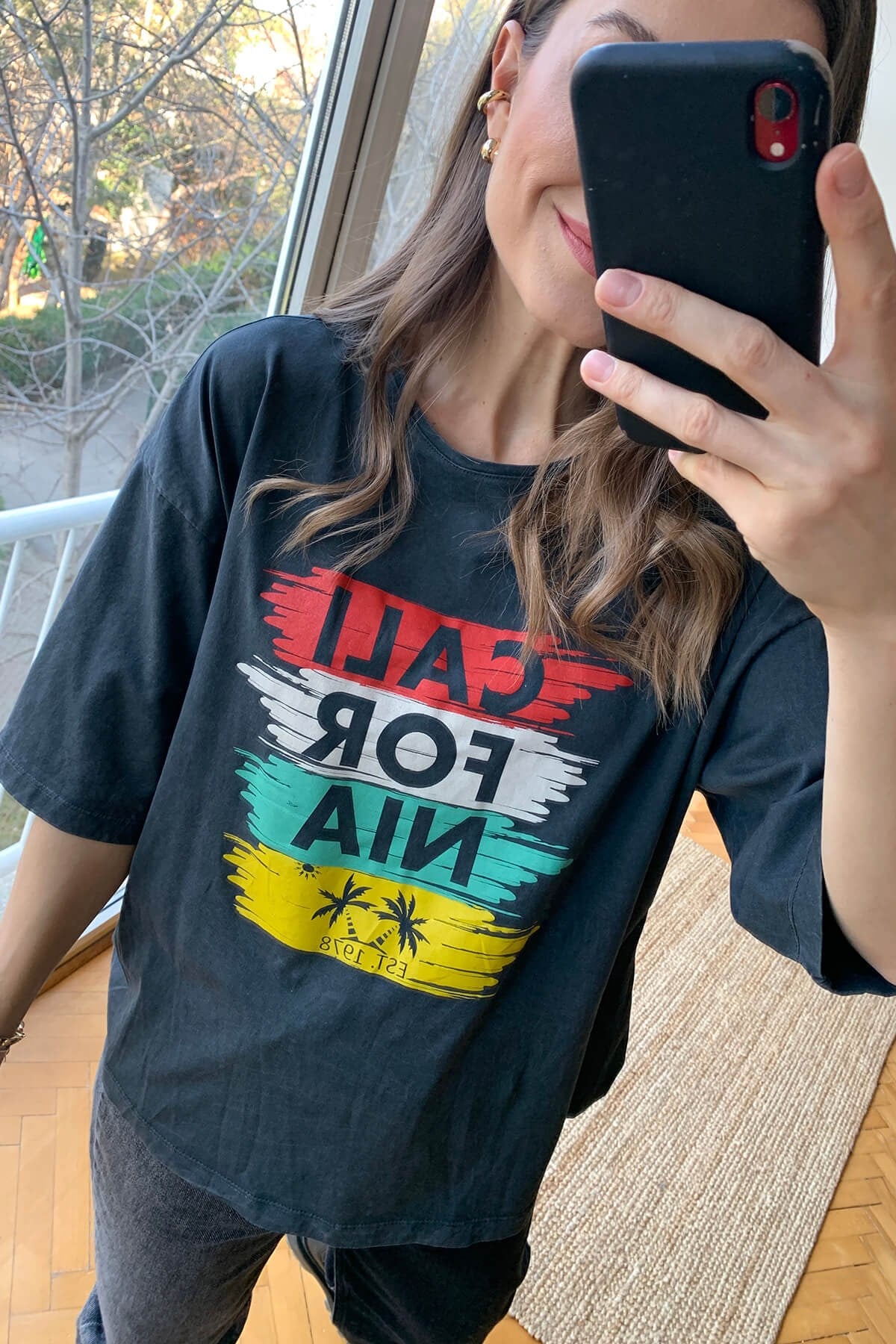 Füme California Baskılı T-Shirt