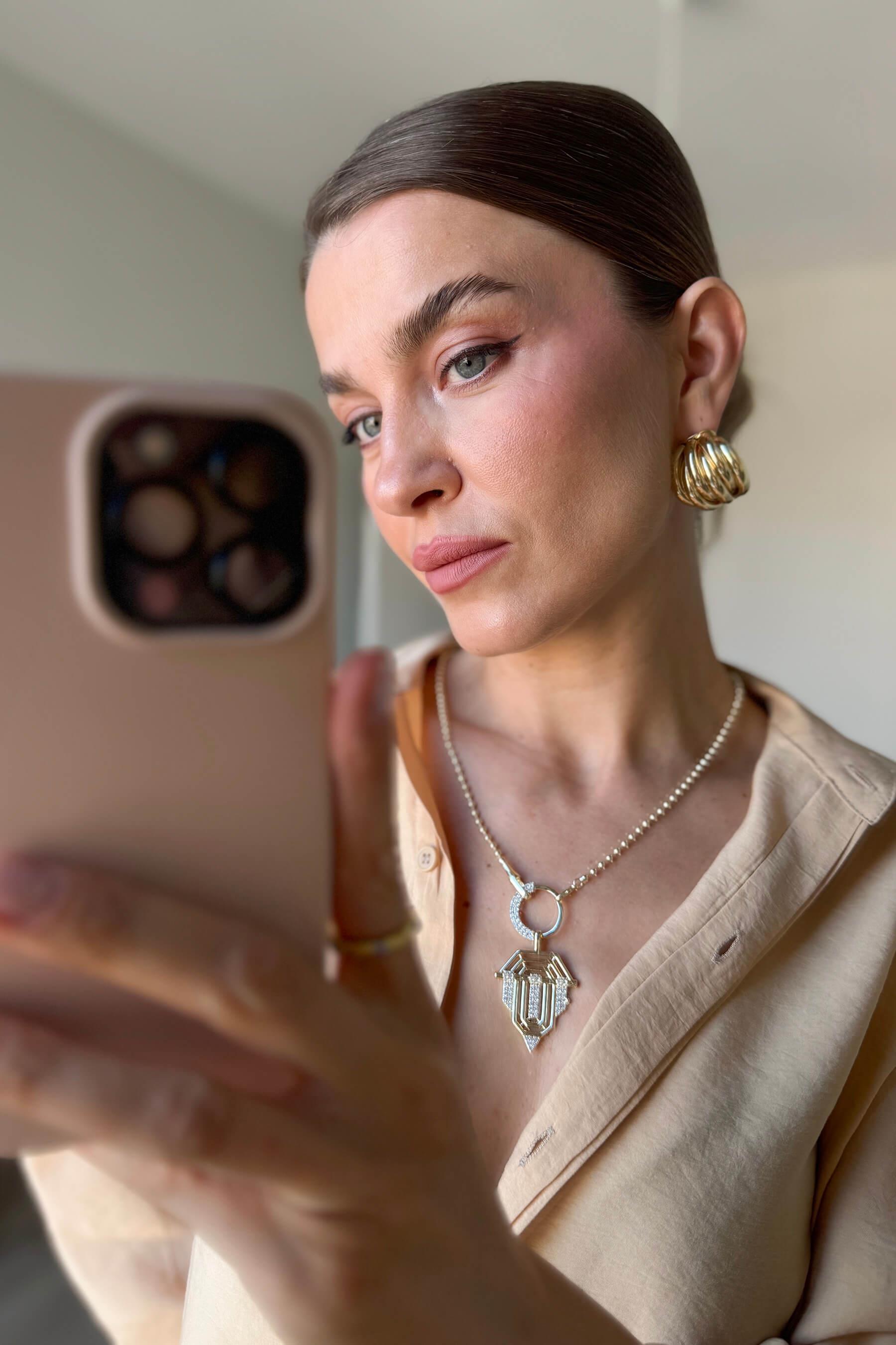 Gold Siena Zirkon Taşlı Kolye