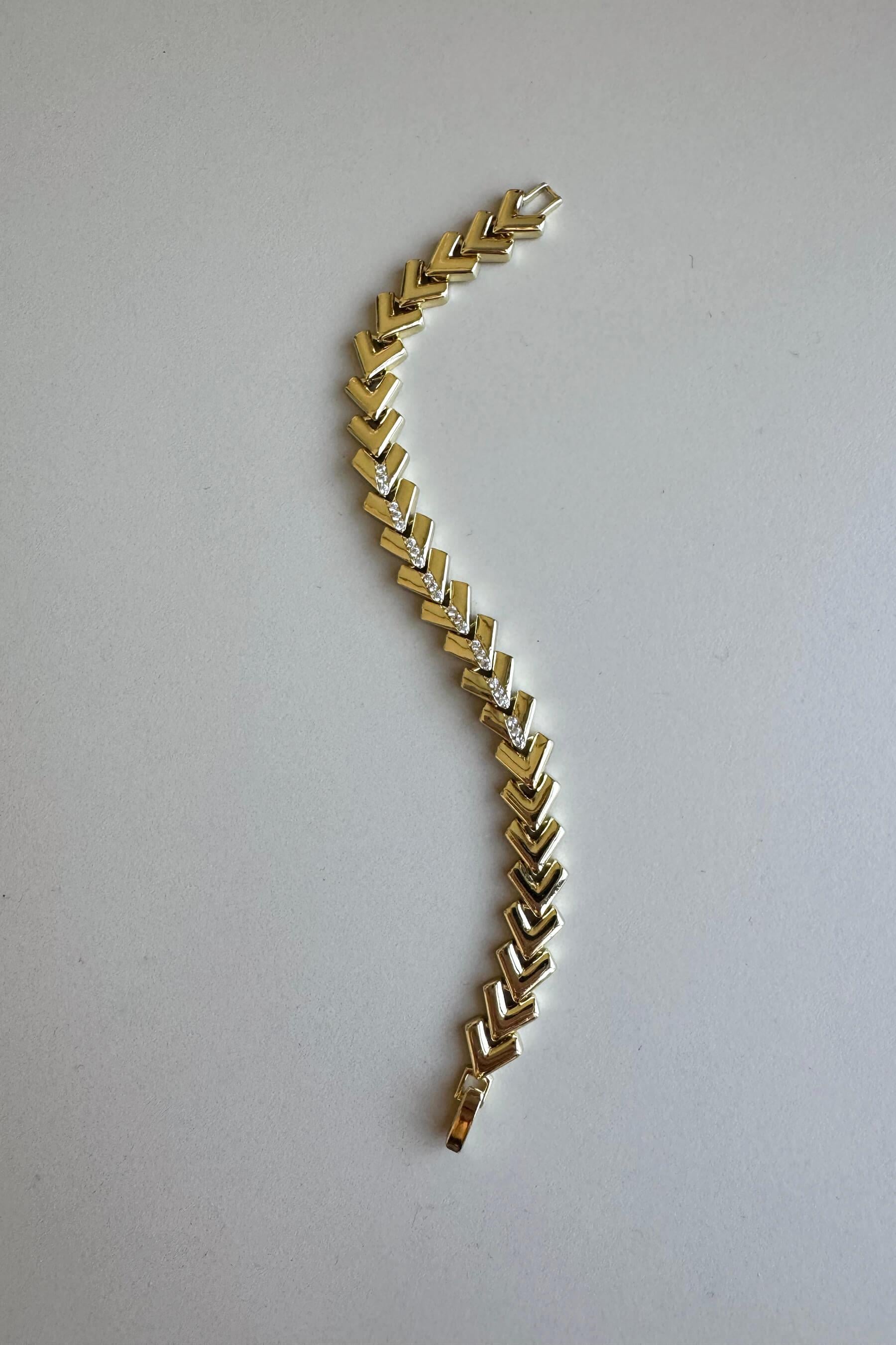 Gold Zirkon Taşlı Balık Sırtı Bileklik