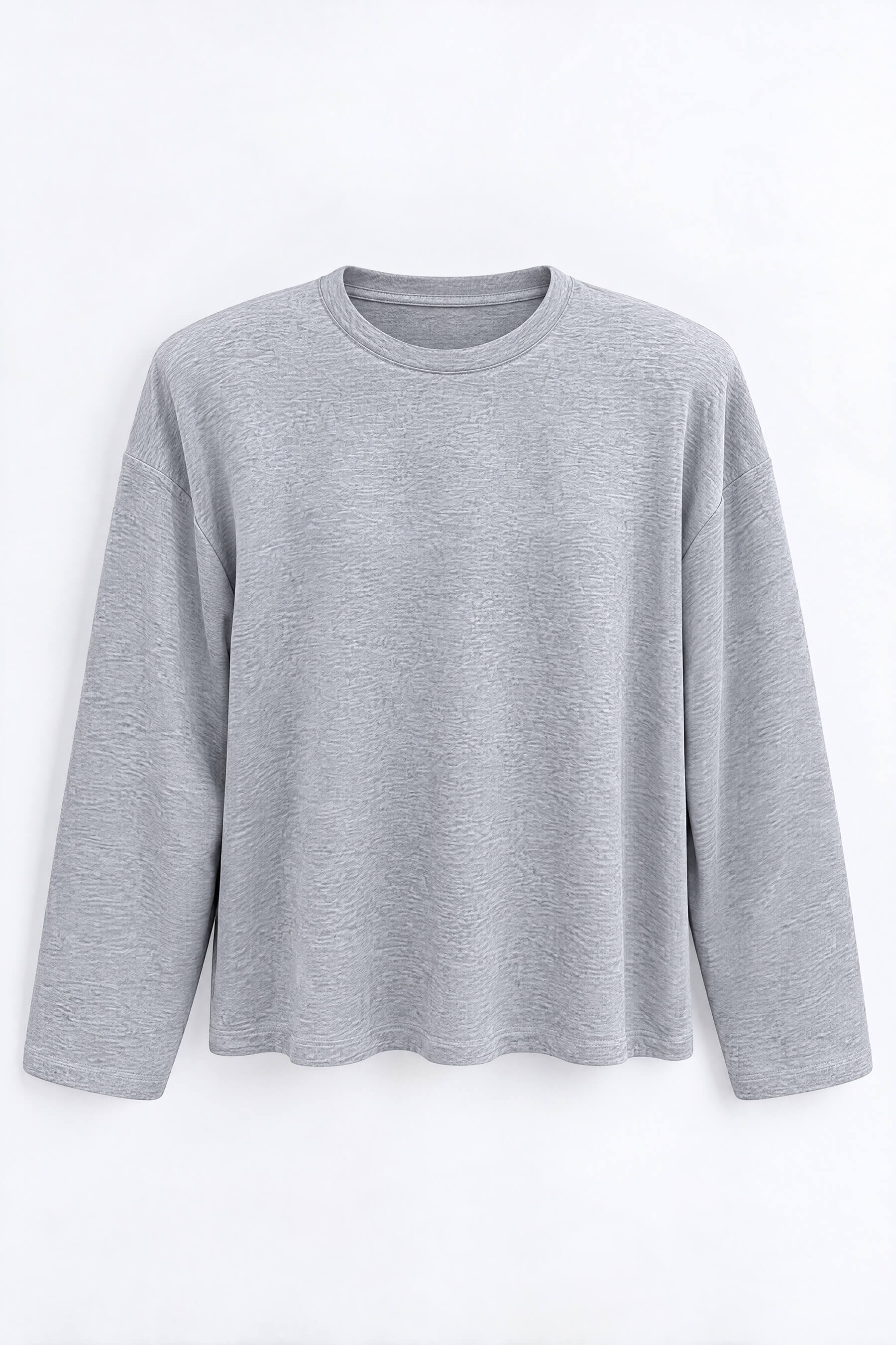 Gri Bisiklet Yaka Vatkalı Oversize Bluz