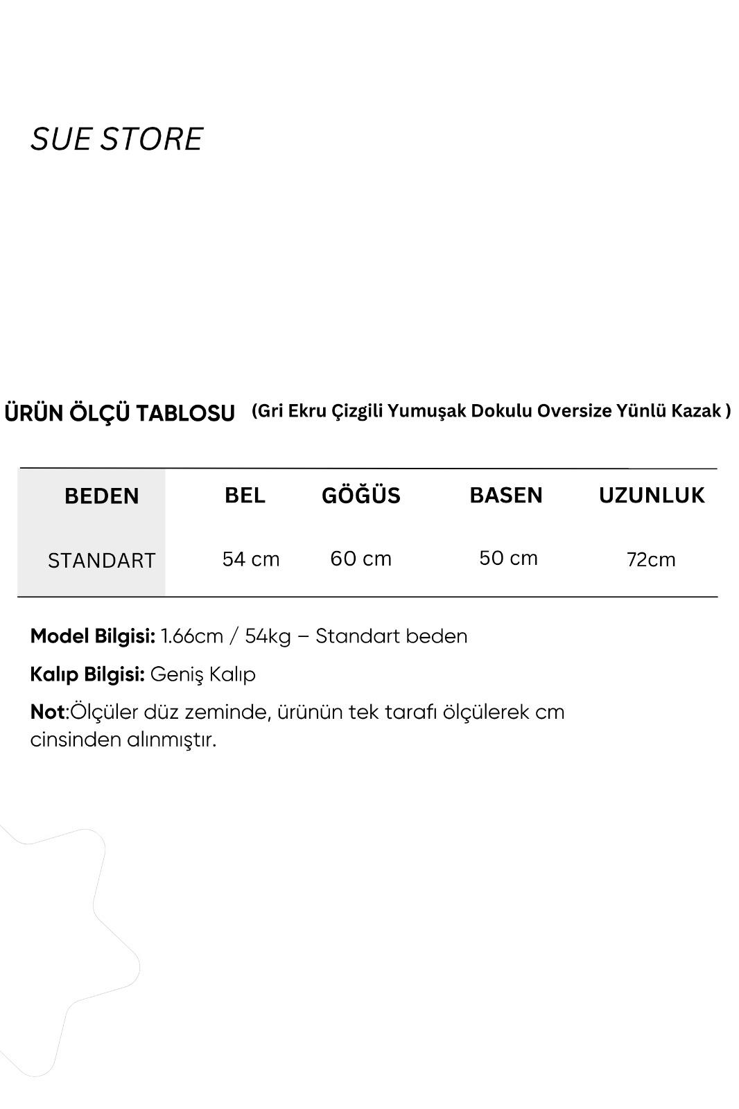Gri Ekru Çizgili Yumuşak Dokulu Oversize Yünlü Kazak