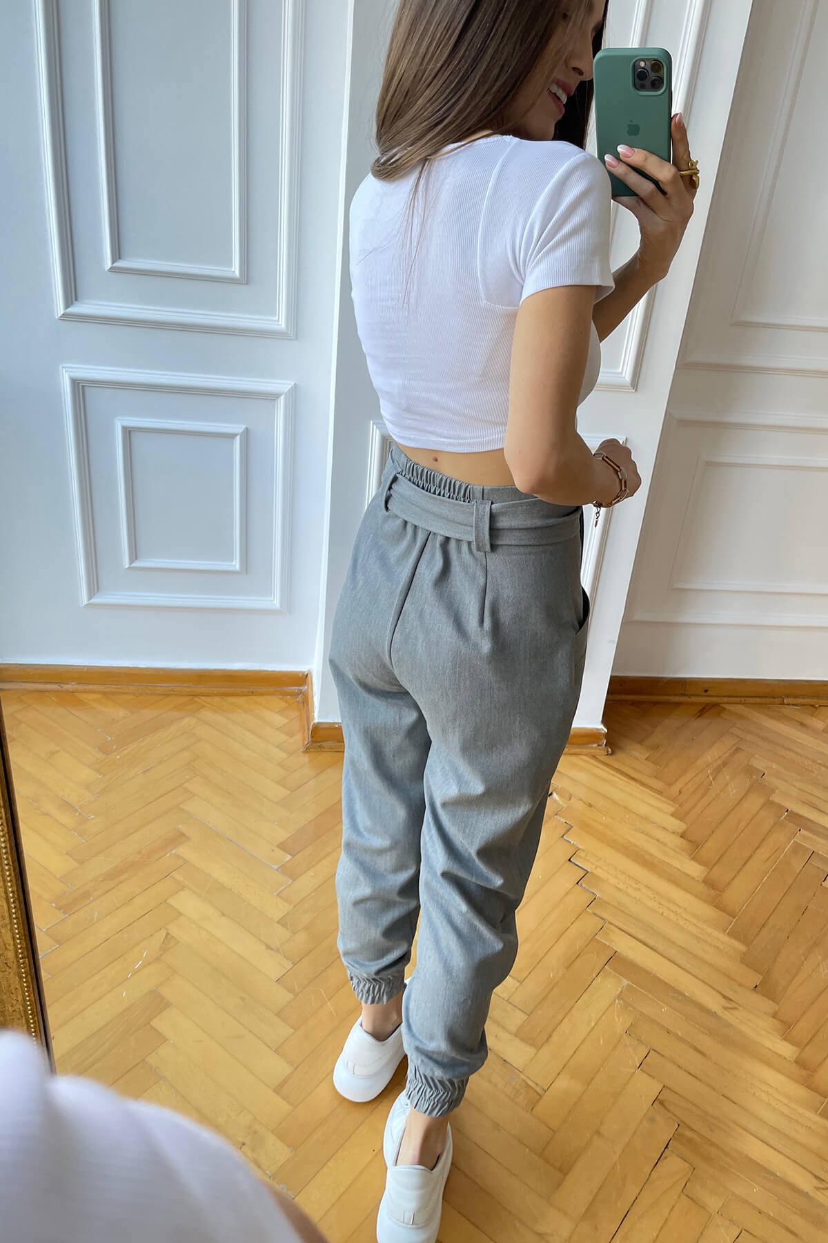 Gri Kuşaklı Pantolon
