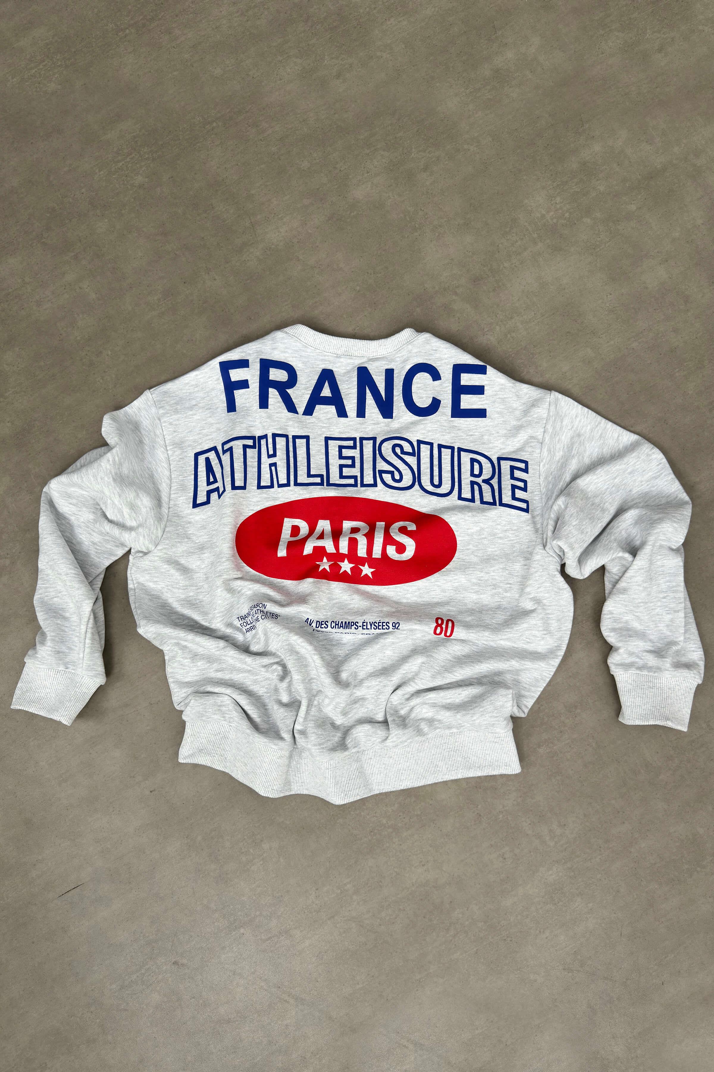 Gri Melanj Paris Baskılı Oversize Sweatshirt