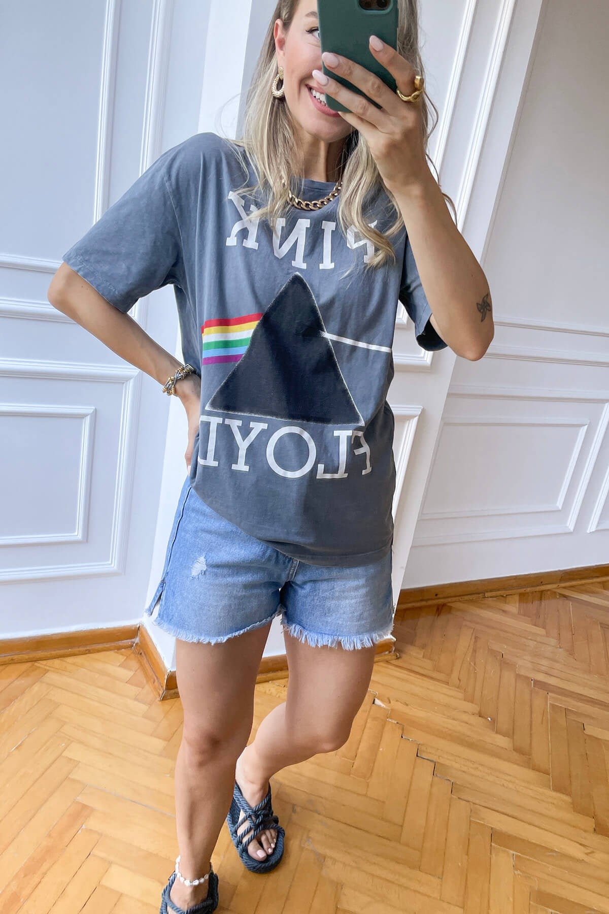 Gri Pink Floyt T-Shirt