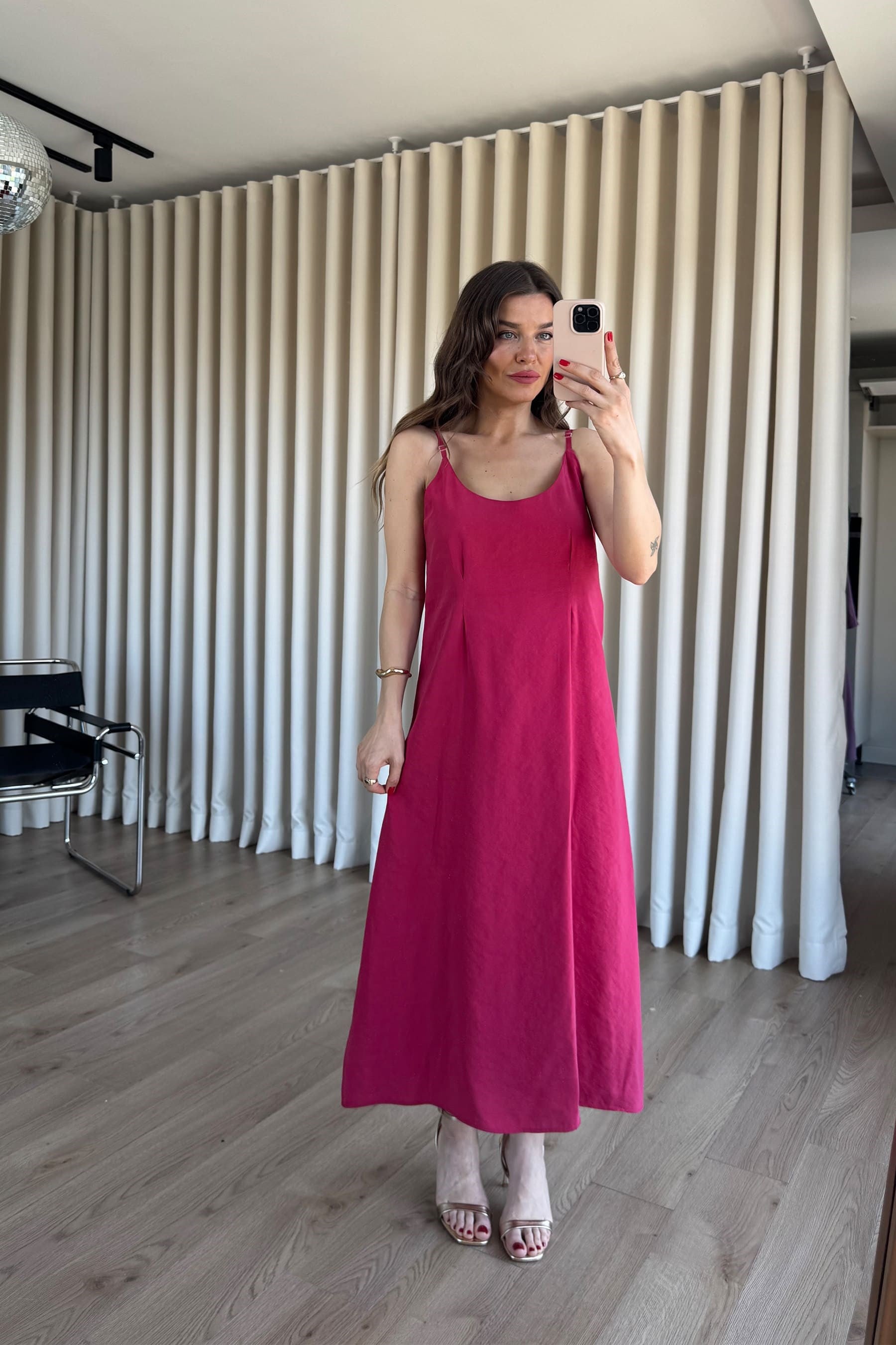 Gül Kurusu Askılı Modal Elbise Gömlek Takım
