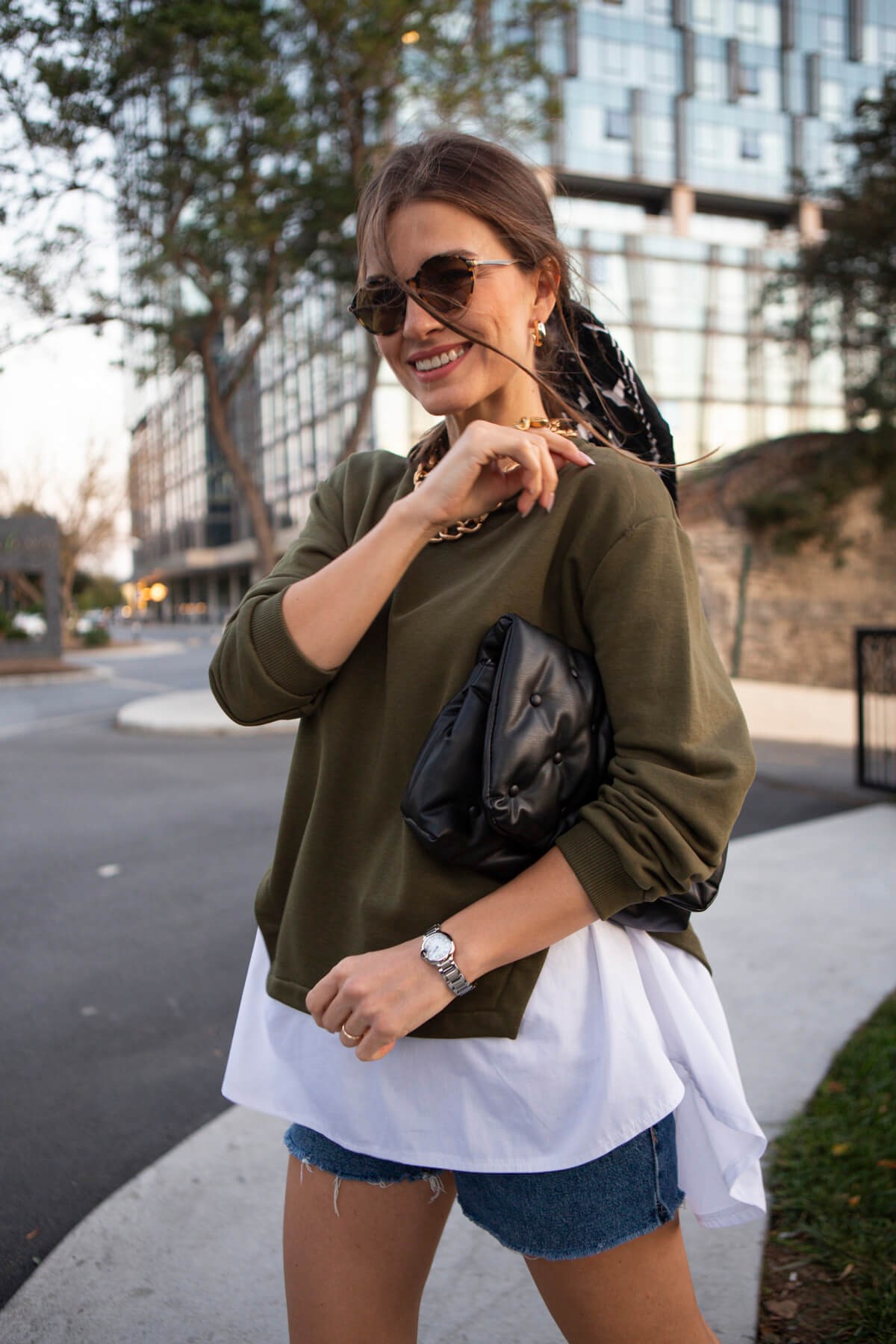 Haki Altı Poplin Sweatshirt