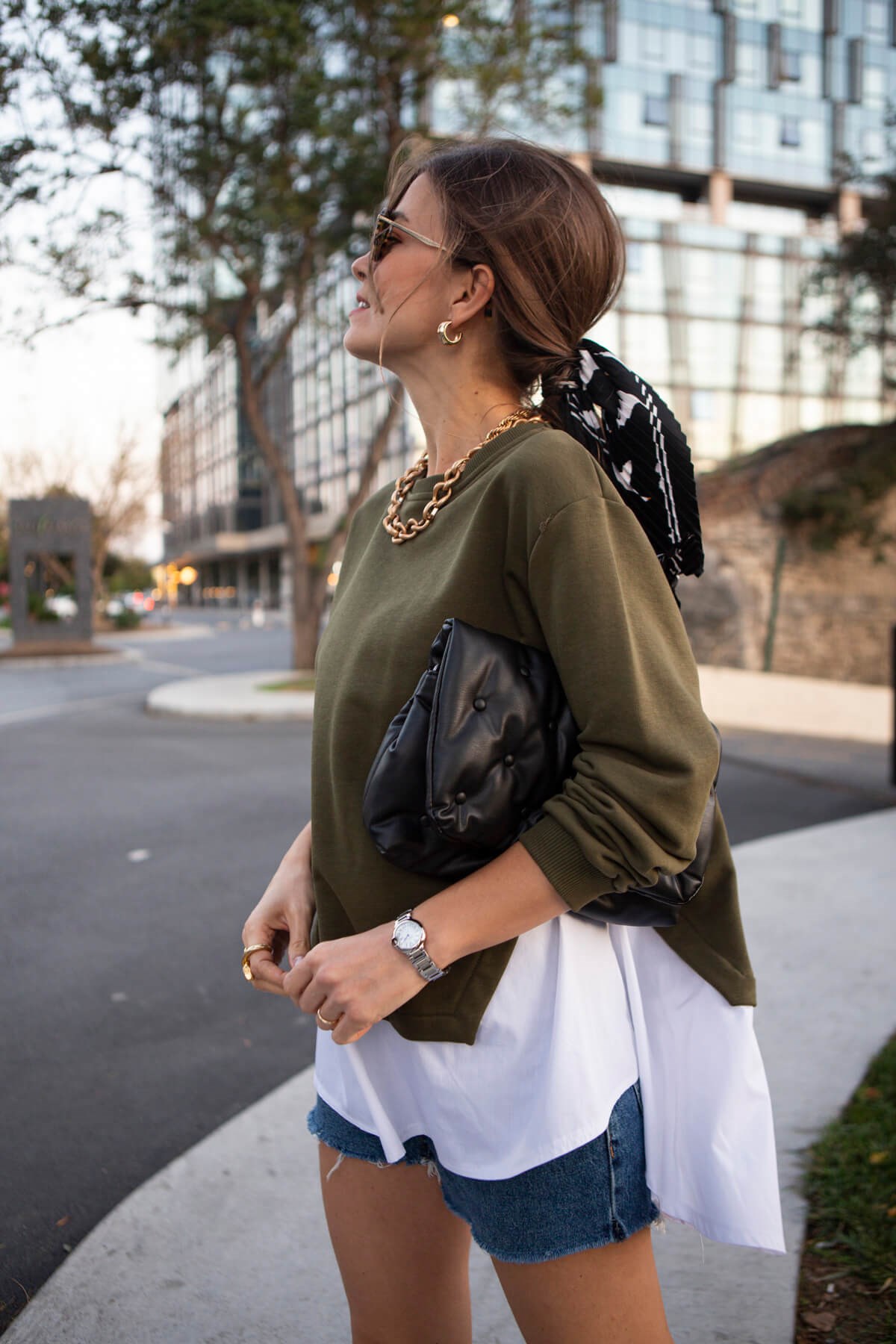 Haki Altı Poplin Sweatshirt