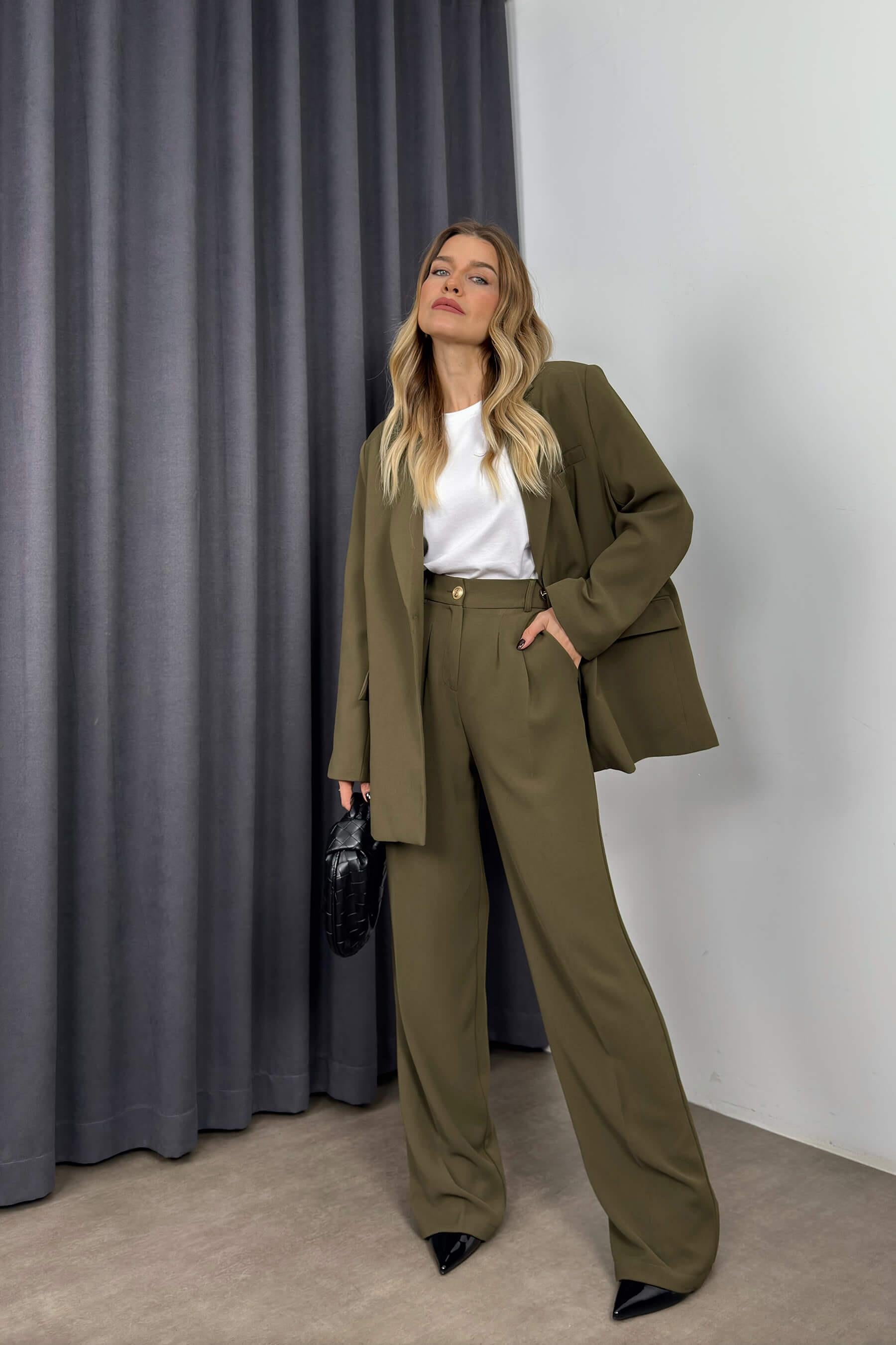 Haki Oversize Ceket Pantolon PremiumTakım