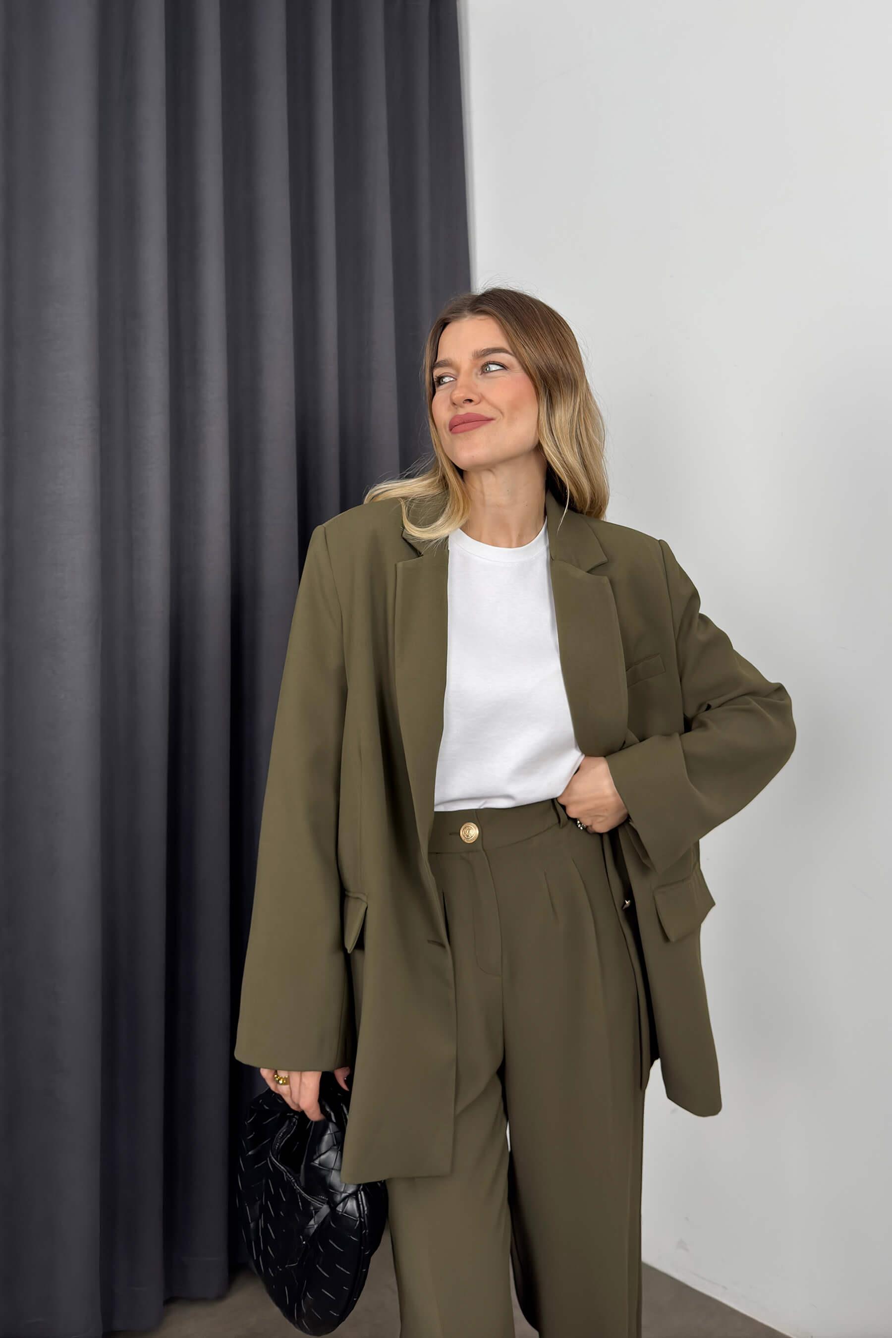 Haki Oversize Ceket Pantolon PremiumTakım