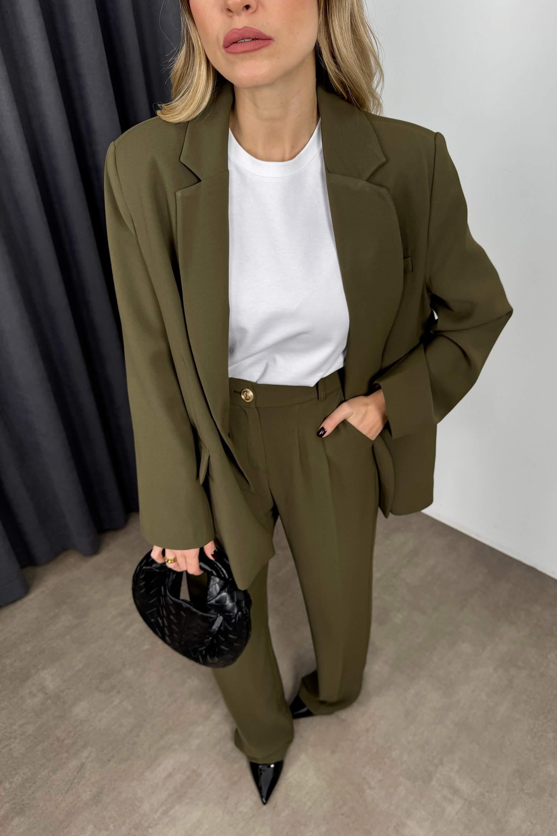 Haki Oversize Ceket Pantolon PremiumTakım