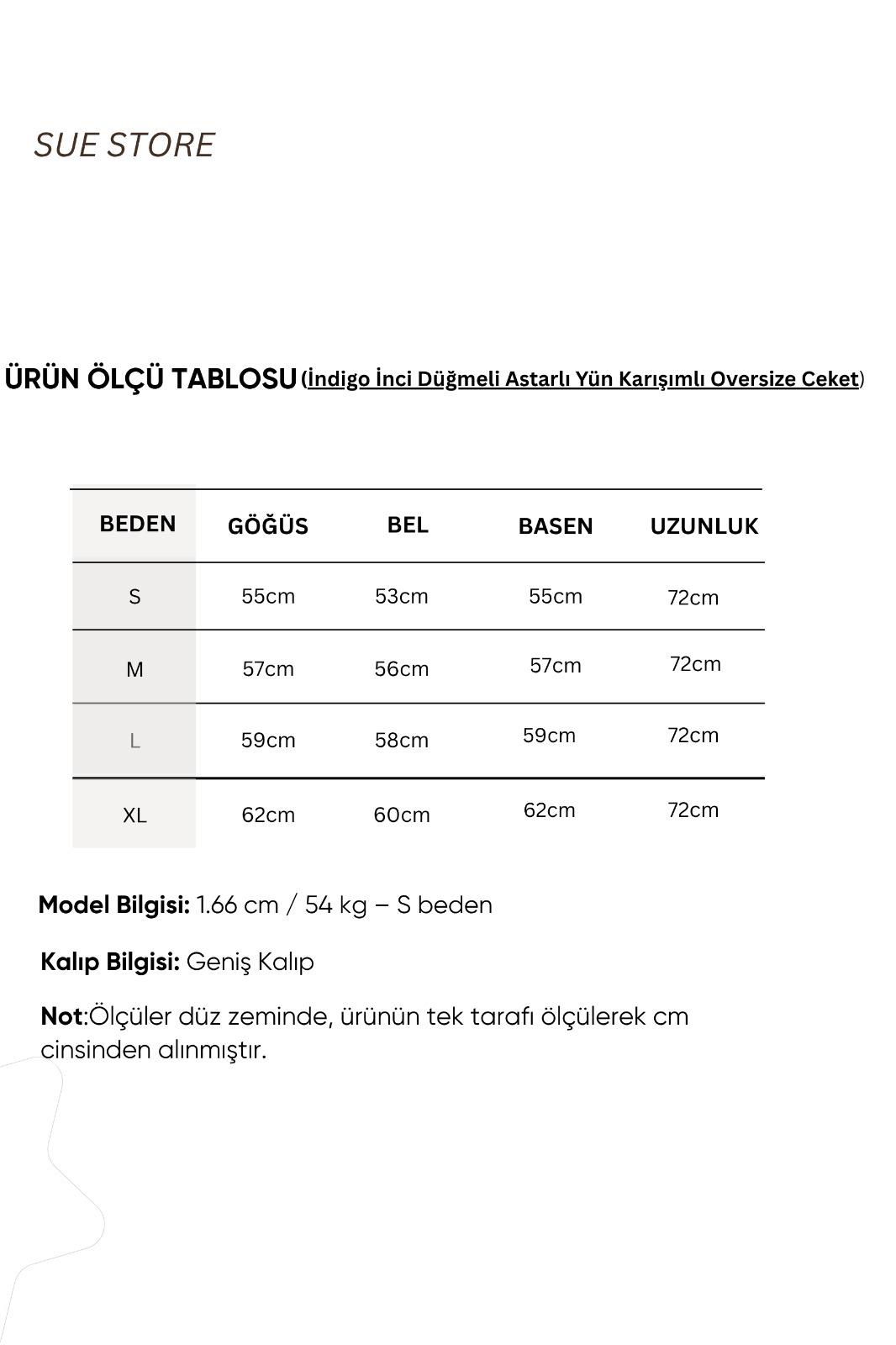 İndigo İnci Düğmeli Astarlı Yün Karışımlı Oversize Ceket