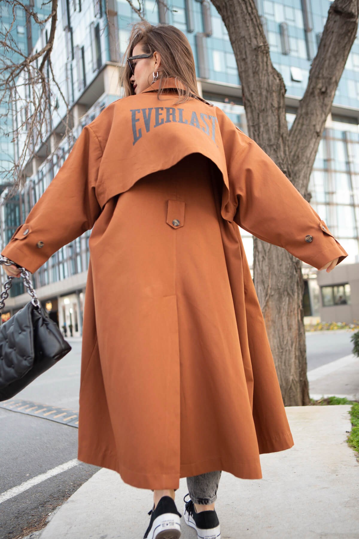 Kiremit Arkası Everlast Baskılı Salaş Trençkot