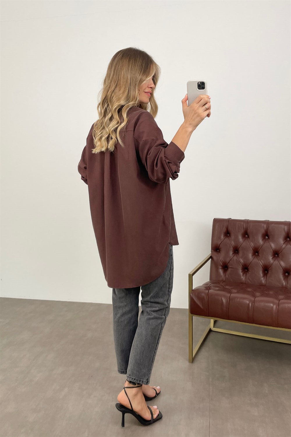 Koyu Kahve Oversize Gömlek
