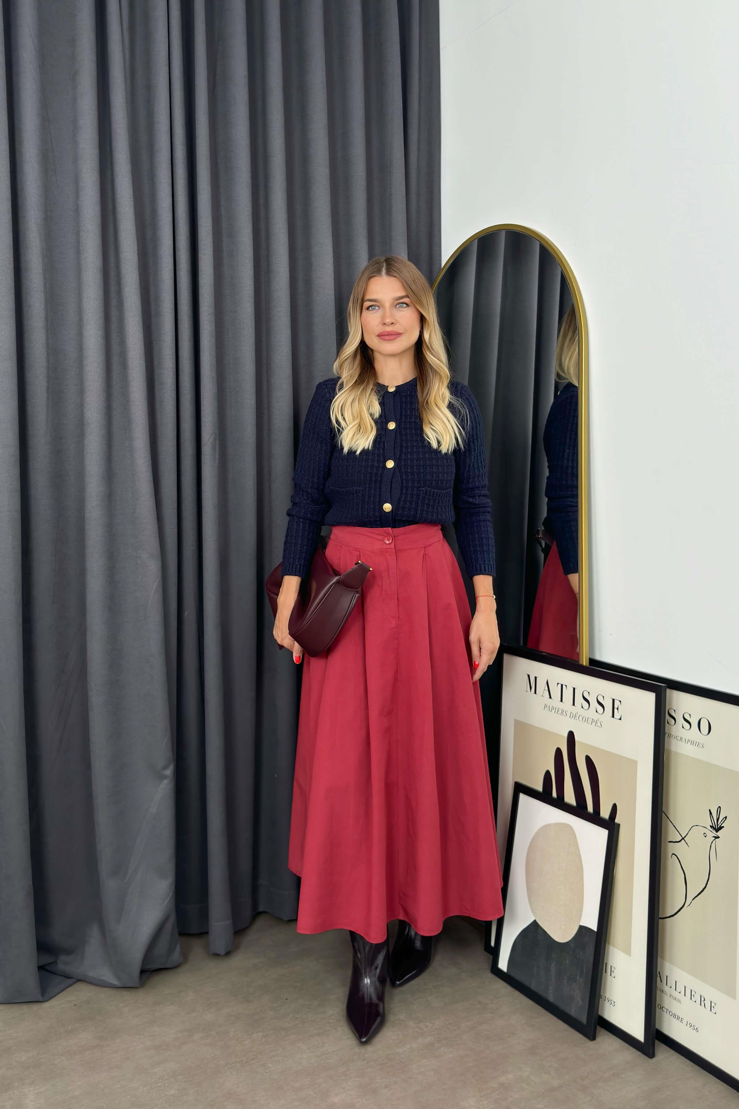 Lacivert Gold Düğmeli Triko Hırka