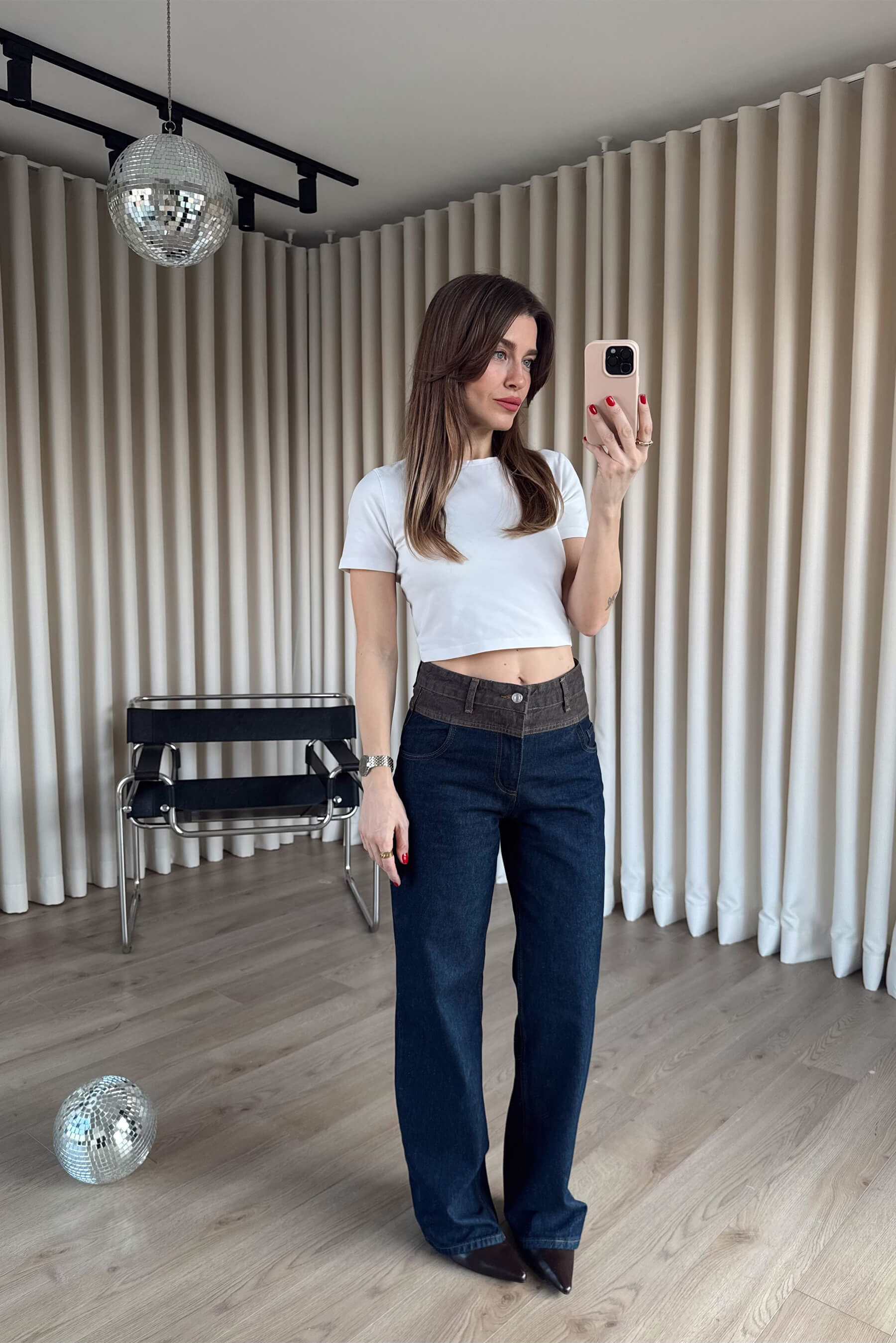 Lacivert Kahve Fermuarlı Ceket Pantolon Denim Takım