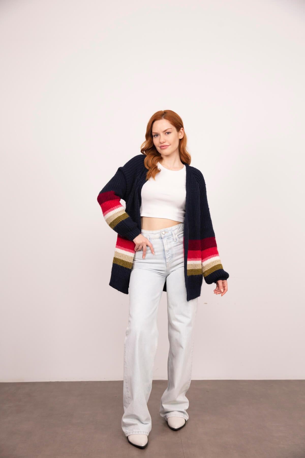 Lacivert Oversize Triko Hırka