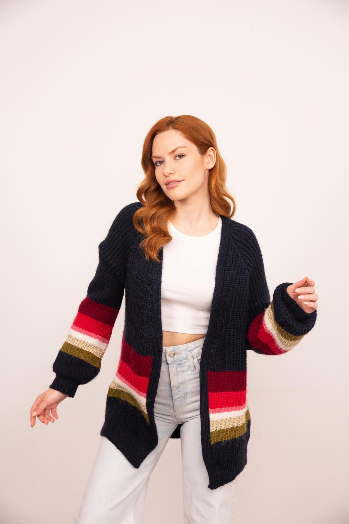 Lacivert Oversize Triko Hırka