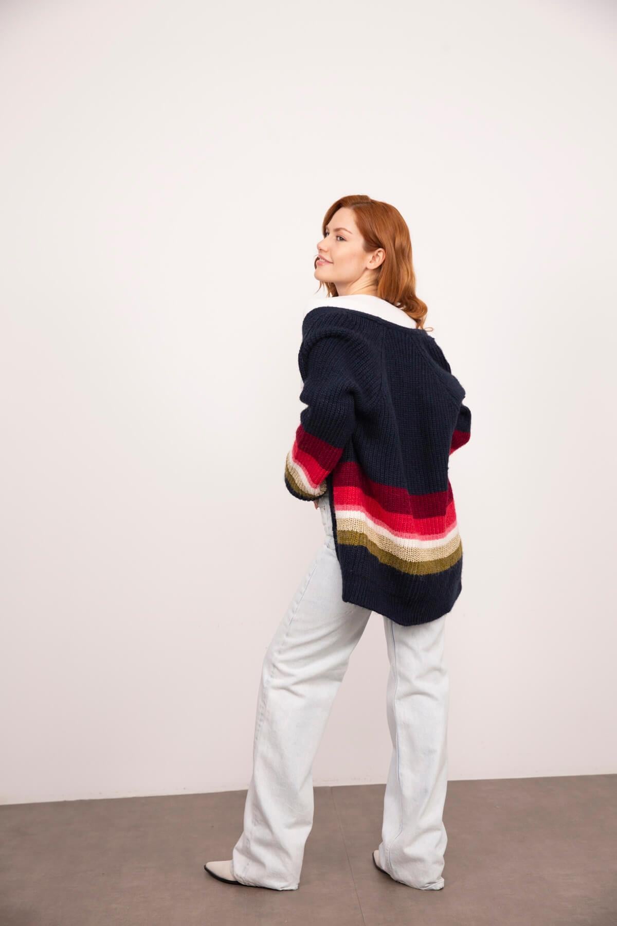 Lacivert Oversize Triko Hırka