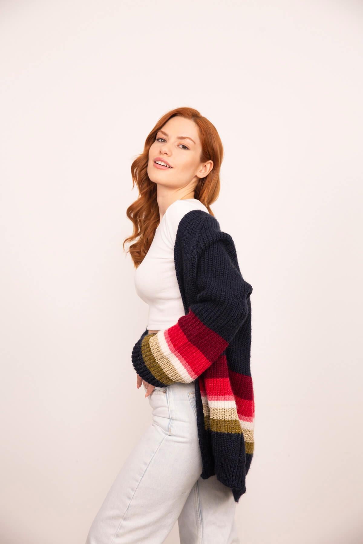 Lacivert Oversize Triko Hırka