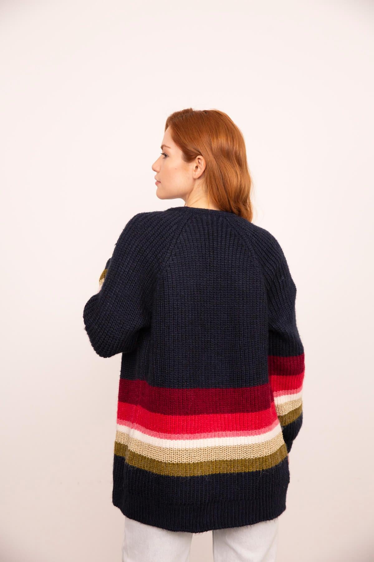 Lacivert Oversize Triko Hırka